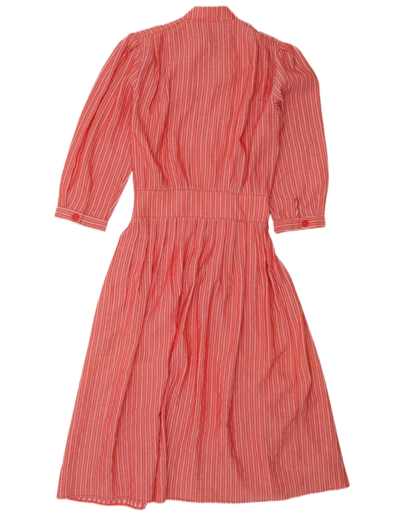 Molly Bracken Womens 3/4 Sleeve Tea Dress UK 14 Medium Red Striped Retro - Image 2