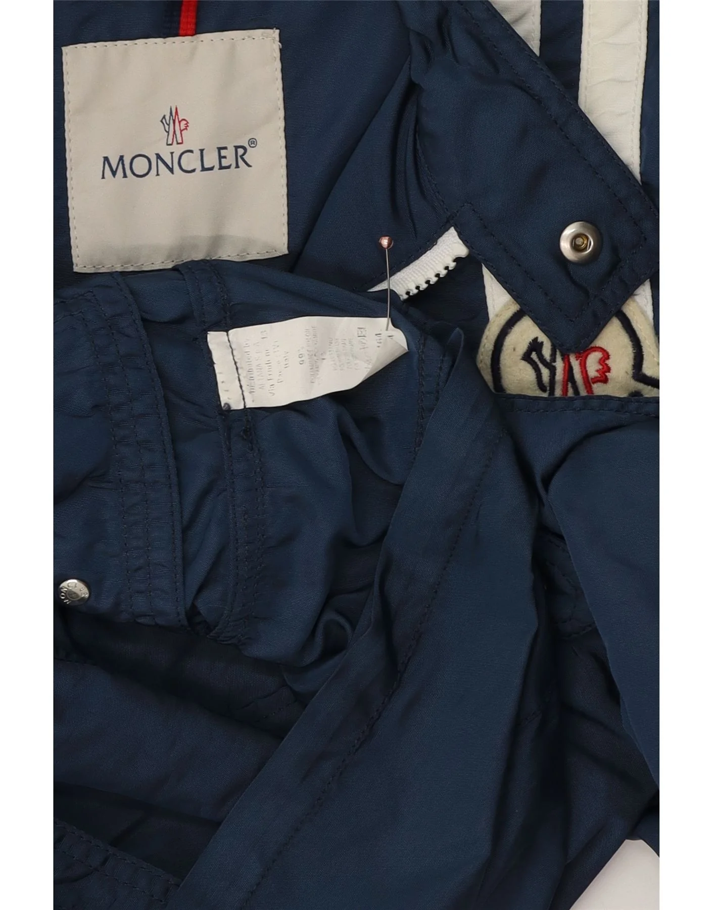 Moncler Boys Windbreaker Jacket 13-14 Years Navy Blue Colourblock Polyester - Image 3