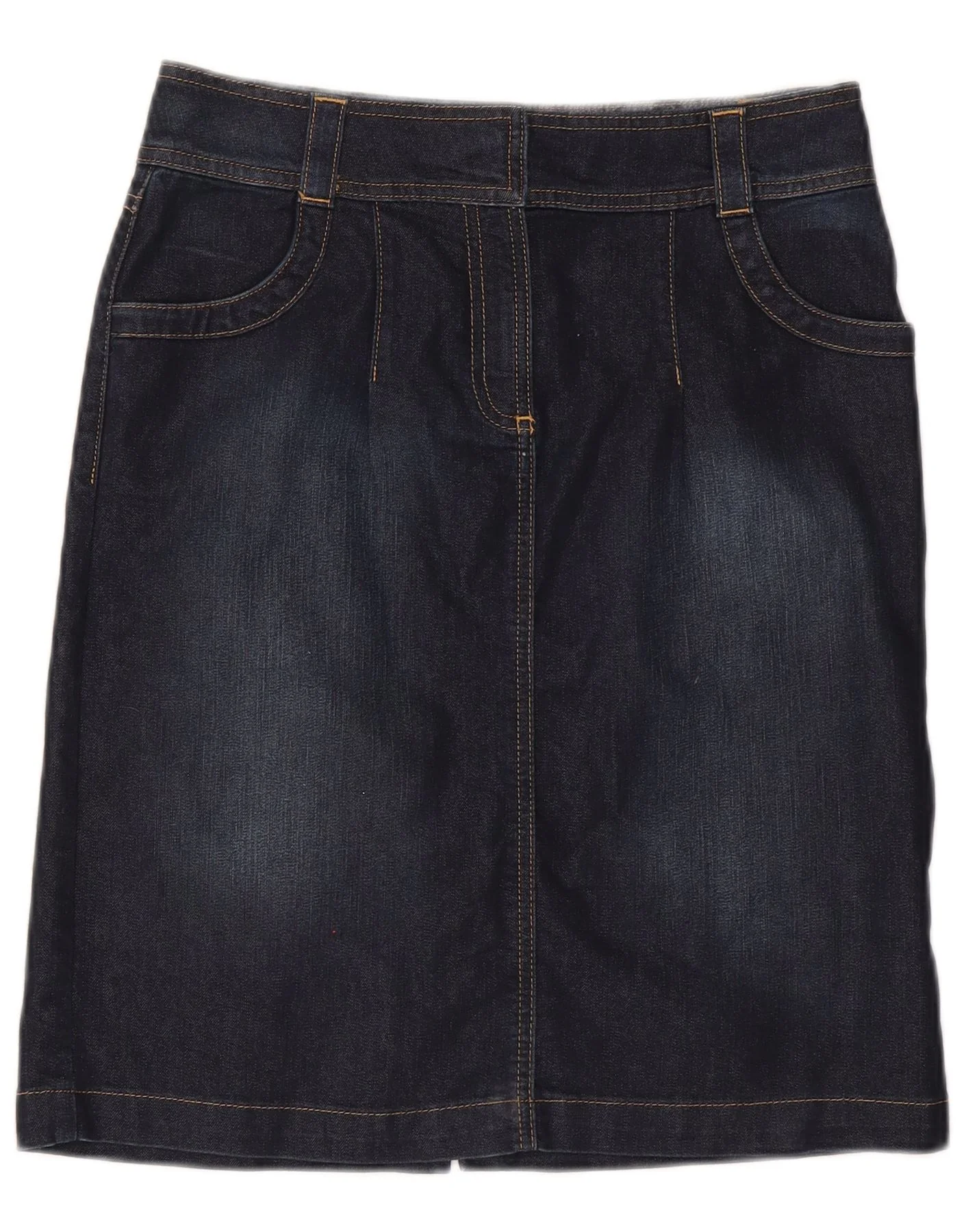 Monsoon Womens Denim Skirt UK 10 Small W30 Navy Blue Cotton