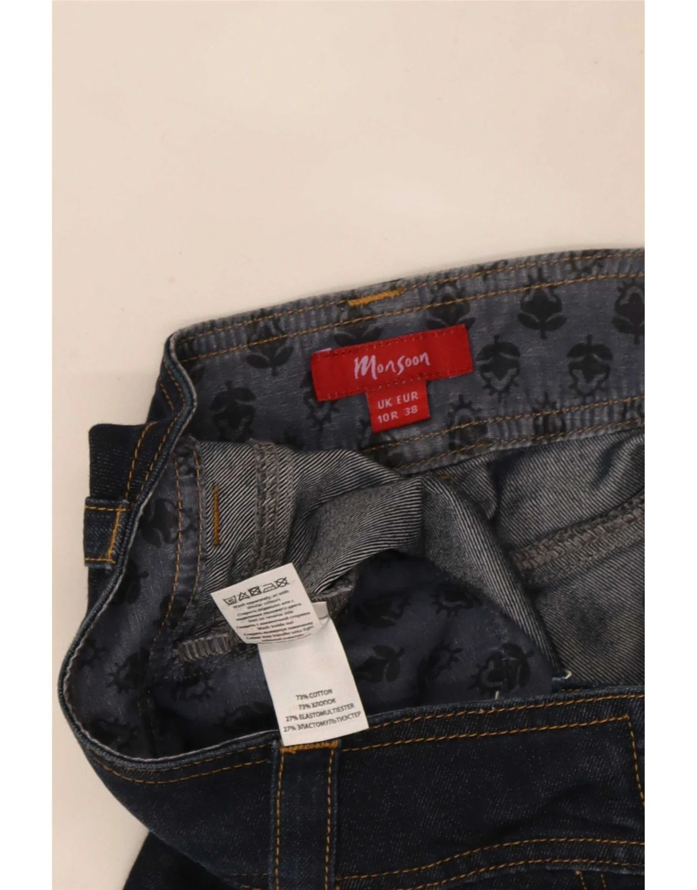Monsoon Womens Denim Skirt UK 10 Small W30 Navy Blue Cotton - Image 3