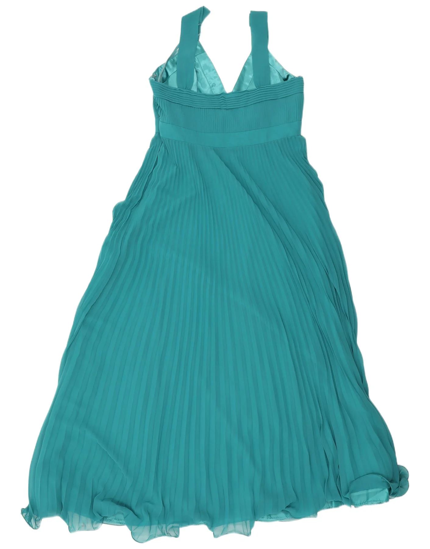 Monsoon Womens Sleeveless Maxi Dress UK 14 Large Green Pinstripe Polyester - Image 2