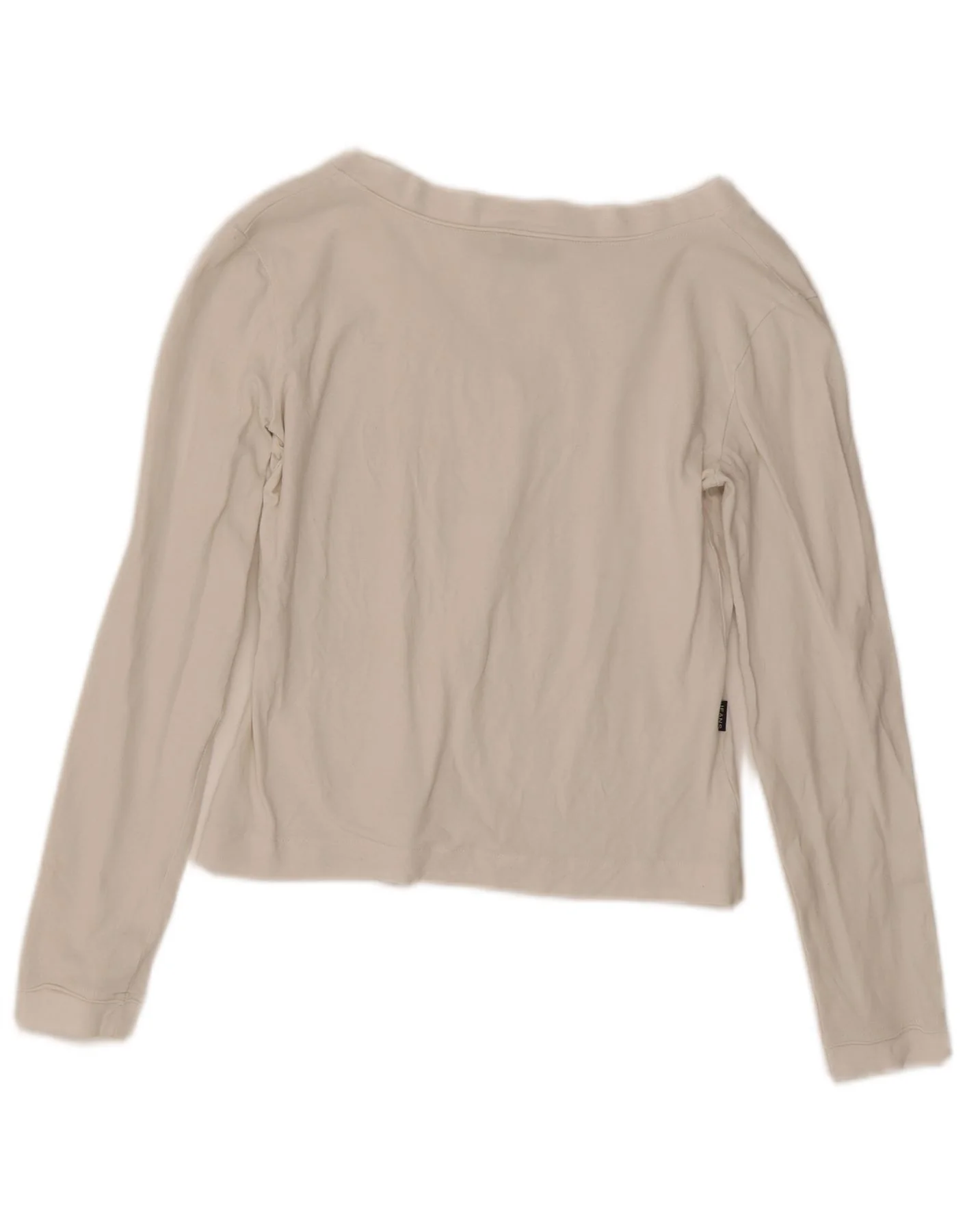 Moschino Womens Crop Graphic Top Long Sleeve UK 14 Medium White Cotton - Image 2