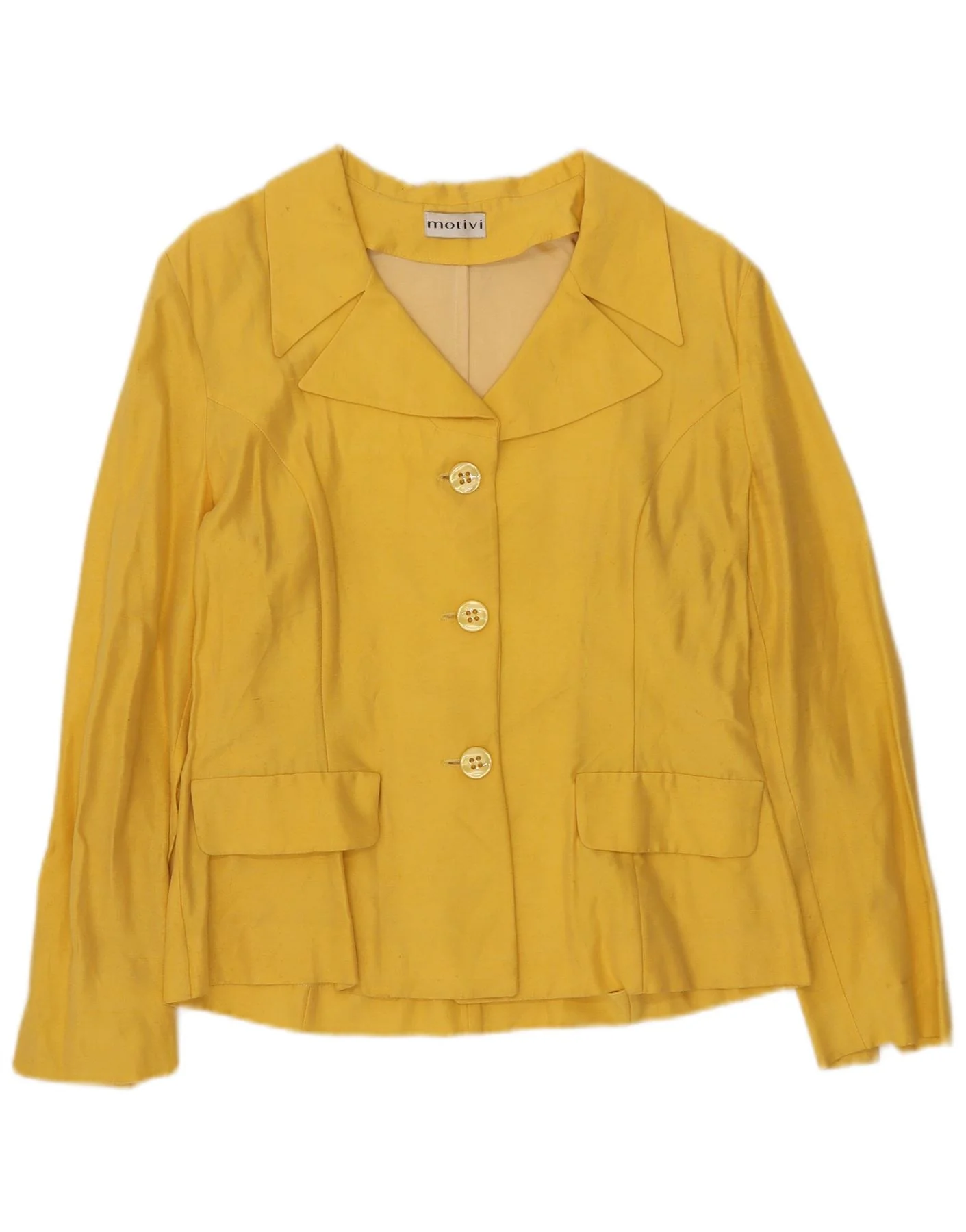 MOTIVI Womens 3 Button Blazer Jacket UK 10 Small Yellow