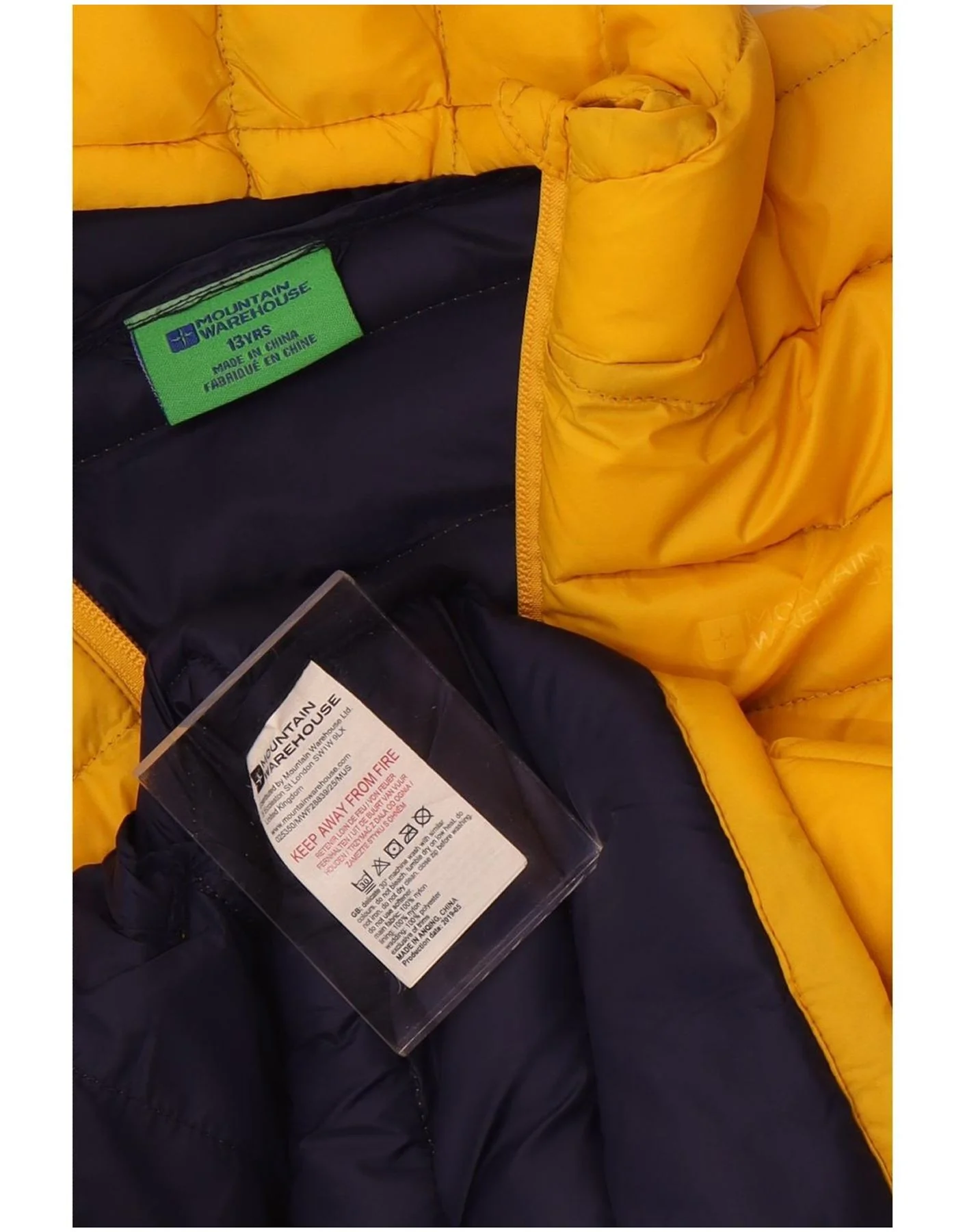 Mountain Warehouse Boys Hooded Padded Jacket 12-13 Years Yellow Nylon - Image 3