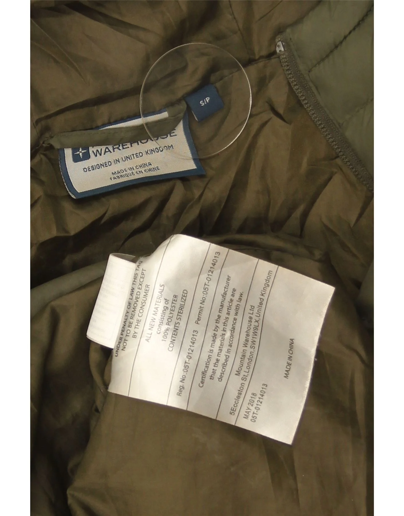 Mountain Warehouse Mens Hooded Padded Jacket UK 36 Small Khaki Polyester - Image 4