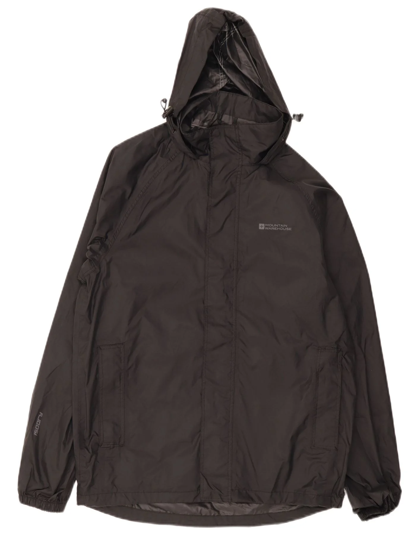Mountain Warehouse Mens Hooded Rain Jacket UK 34 XS Black Nylon Sports