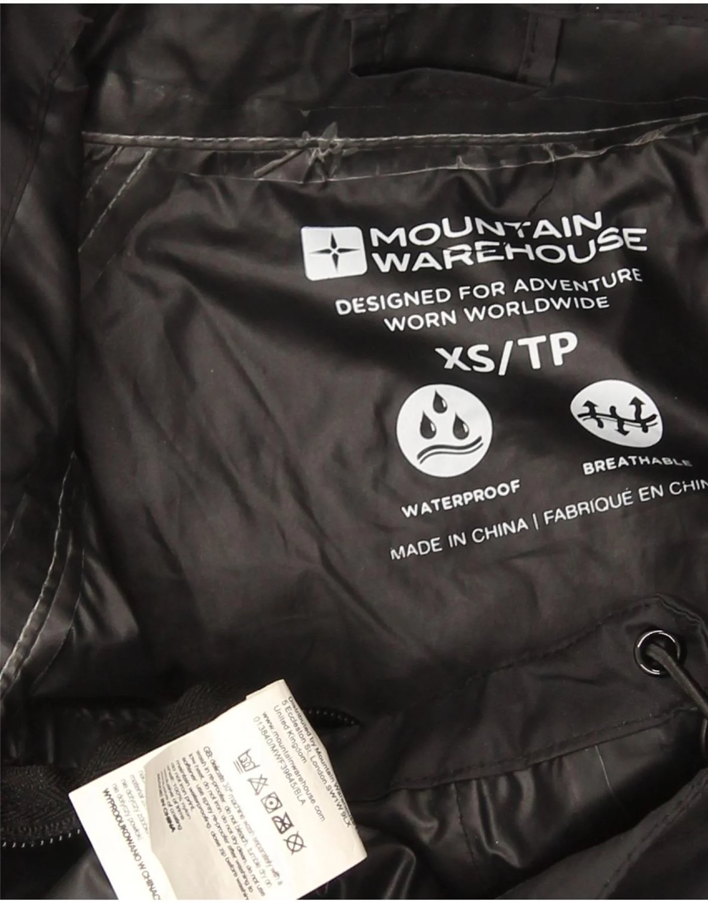 Mountain Warehouse Mens Hooded Rain Jacket UK 34 XS Black Nylon Sports - Image 3
