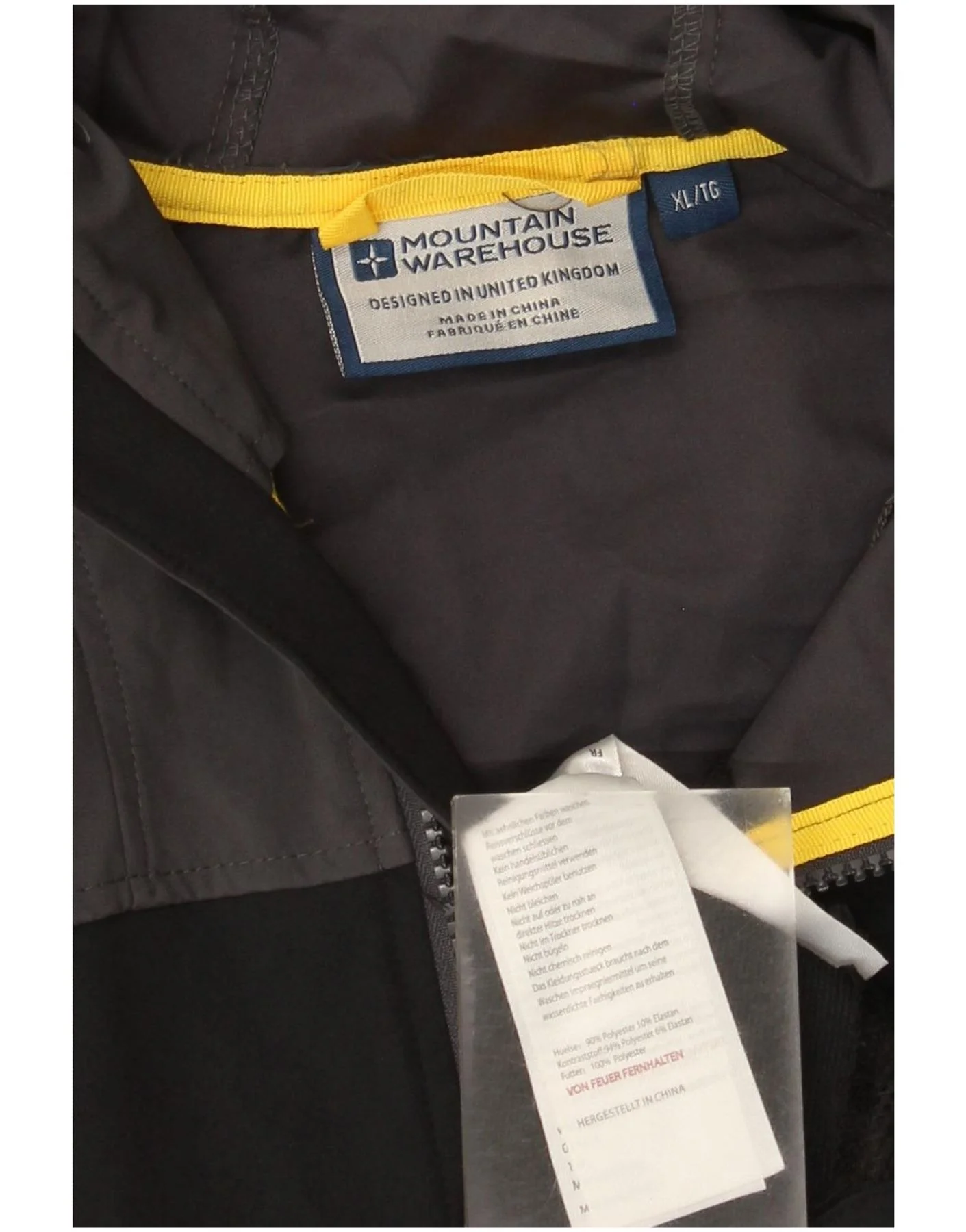 Mountain Warehouse Mens Hooded Rain Jacket UK 42 XL Black Colourblock - Image 3