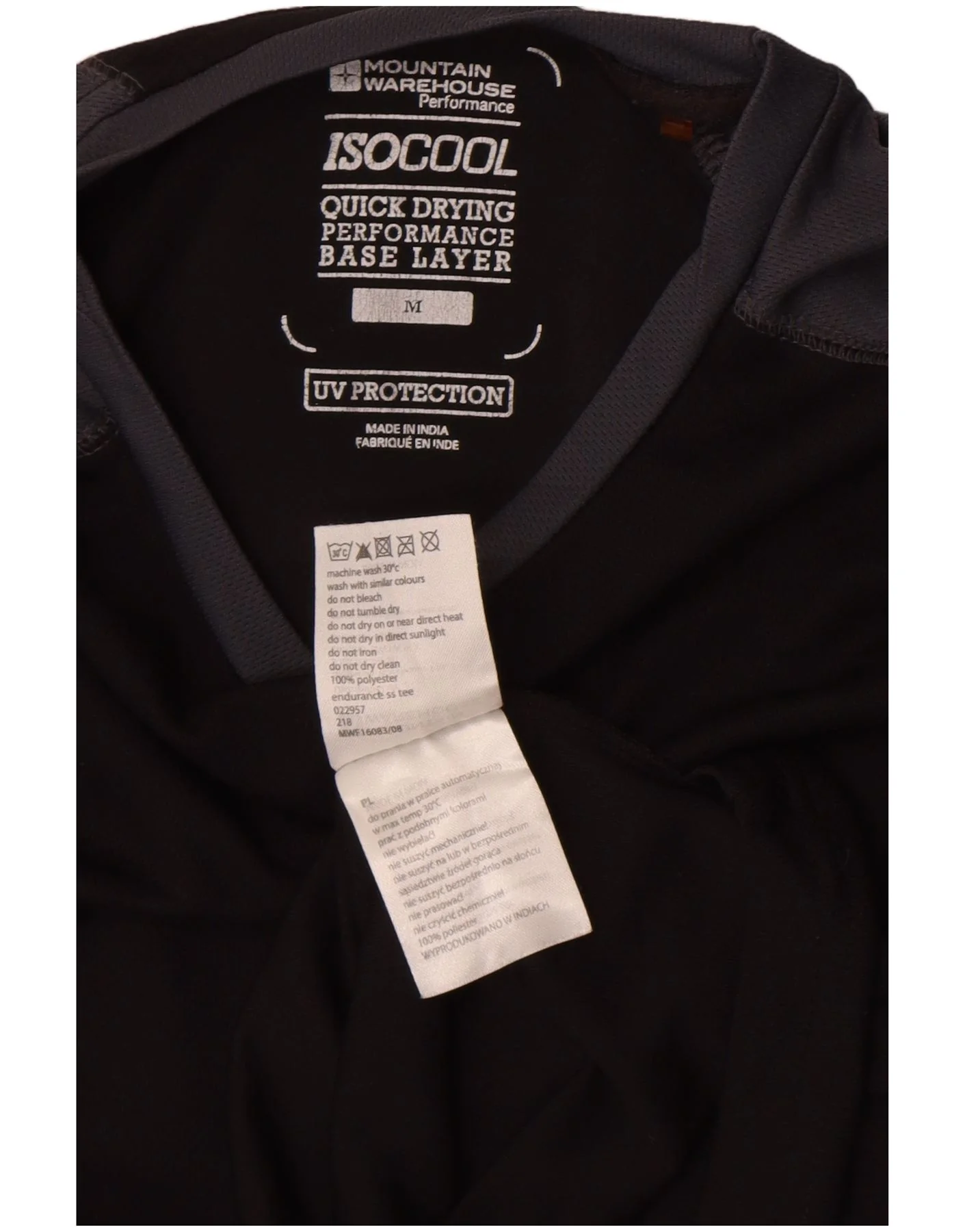 Mountain Warehouse Mens IsoCool T-Shirt Top Medium Black Colourblock - Image 3