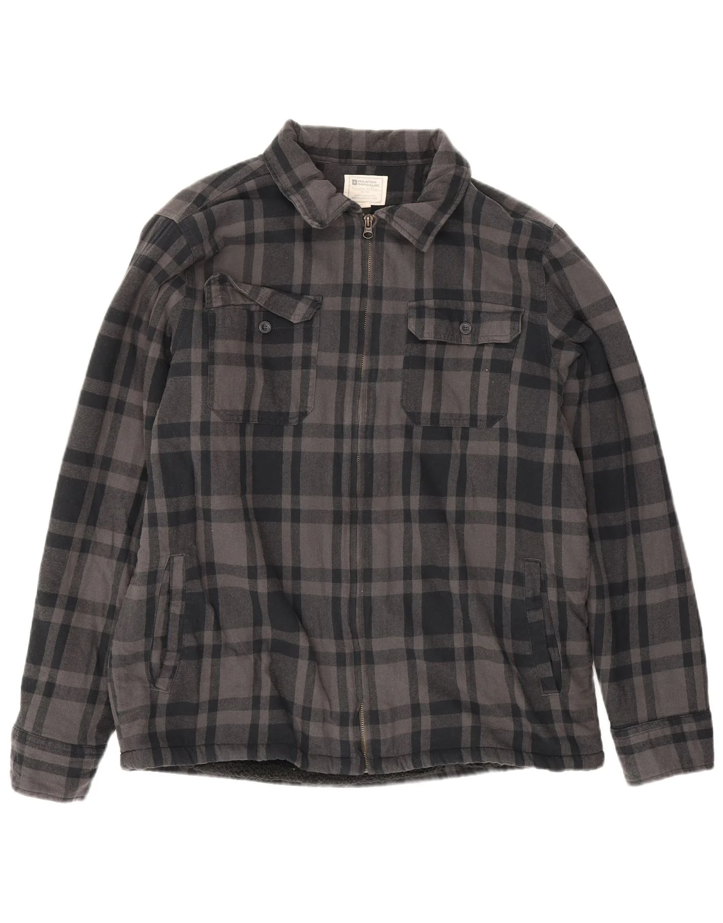 Mountain Warehouse Mens Lumberjack Flannel Shirt Large Grey Check Cotton