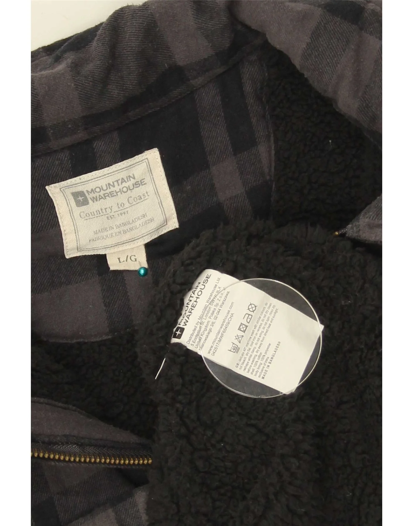 Mountain Warehouse Mens Lumberjack Flannel Shirt Large Grey Check Cotton - Image 3
