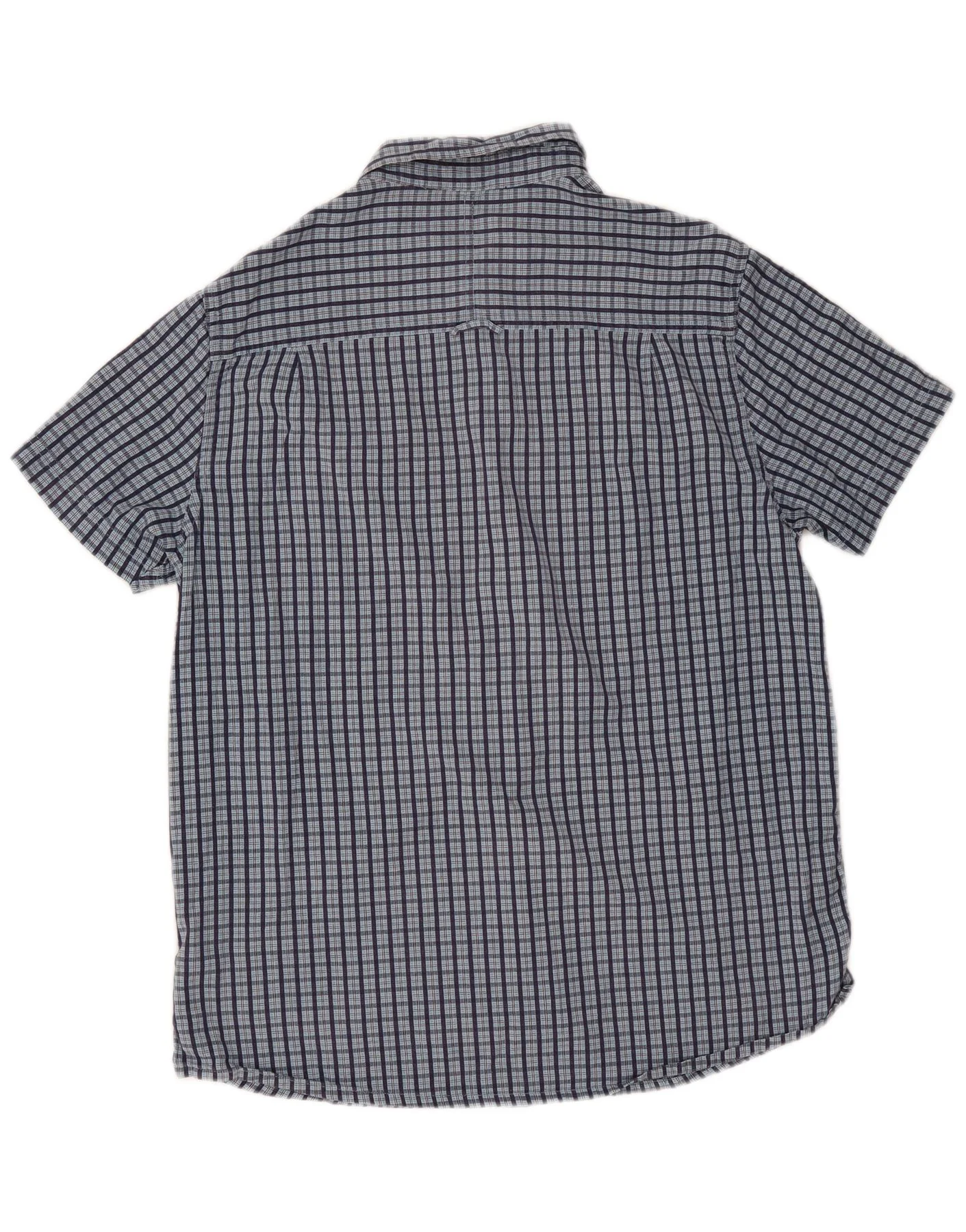 Mountain Warehouse Mens Short Sleeve Shirt Large Navy Blue Check Cotton - Image 2
