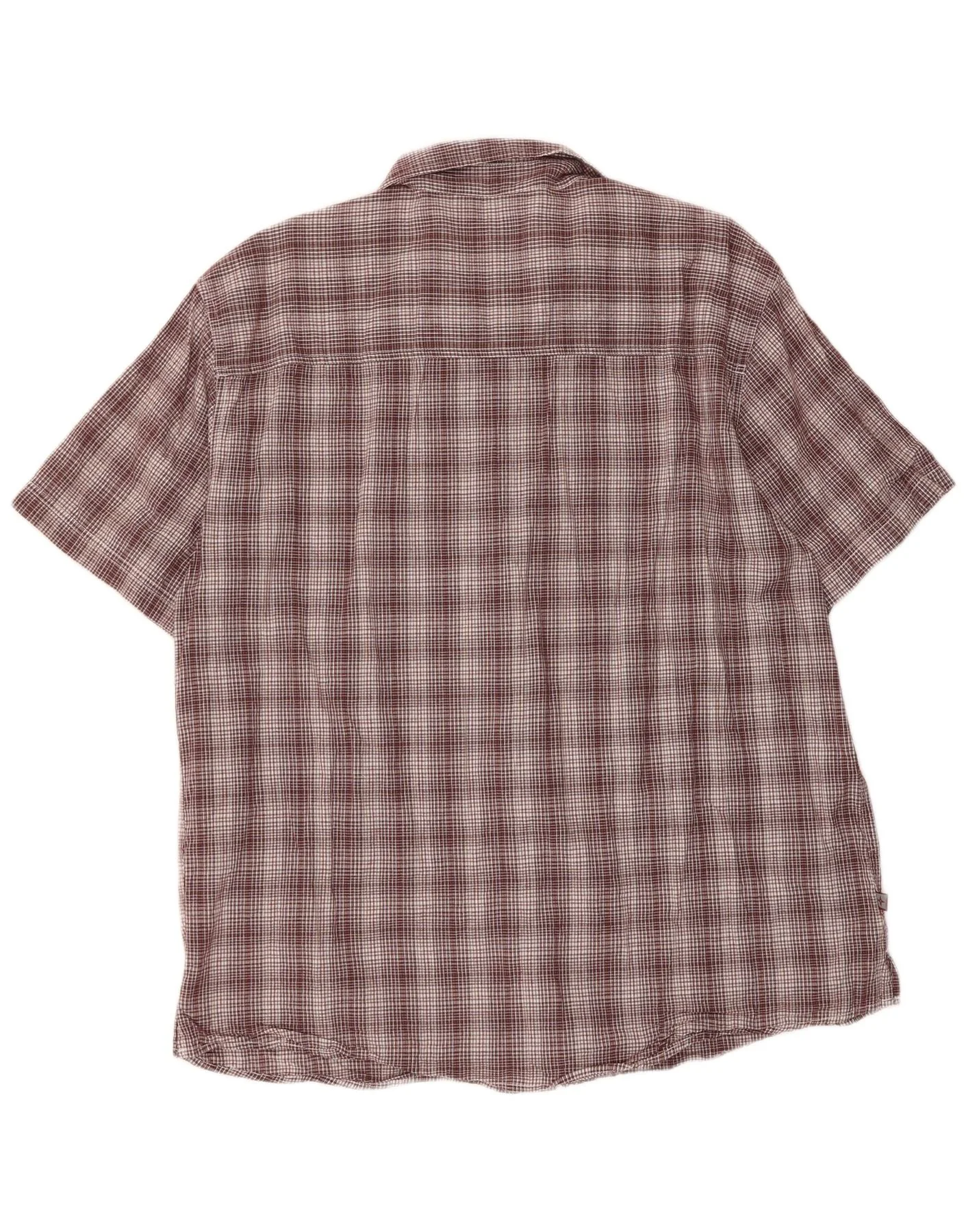 Mountain Warehouse Mens Short Sleeve Shirt XL Brown Check Cotton - Image 2