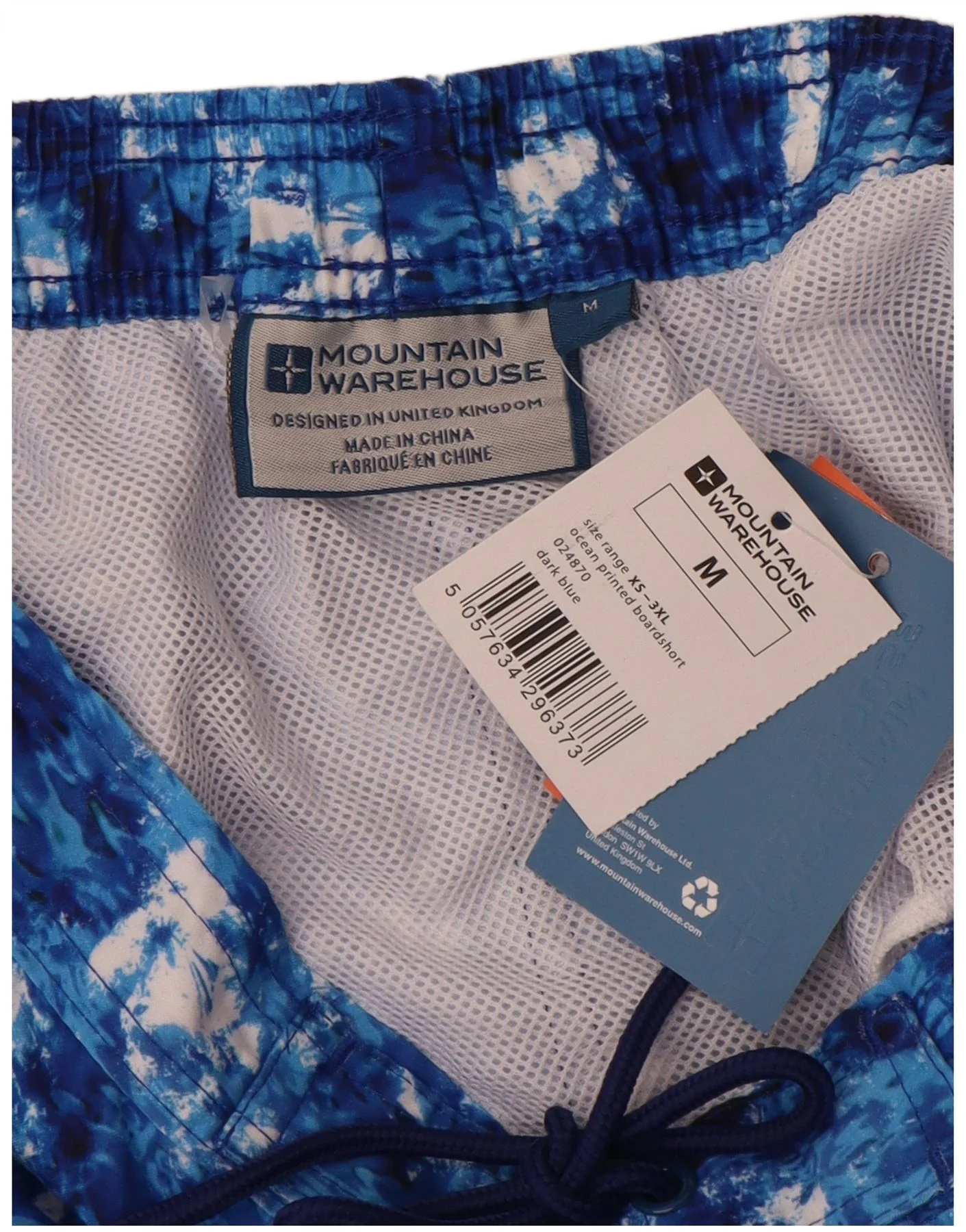 Mountain Warehouse Mens Swimming Shorts Medium Blue Tie Dye Polyester - Image 3