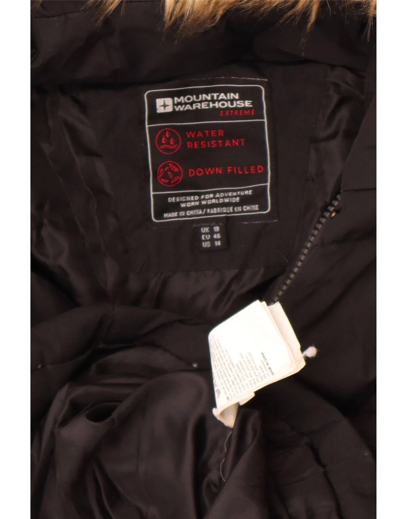 Mountain Warehouse Womens Hooded Padded Coat UK 18 XL Black Polyester - Image 3