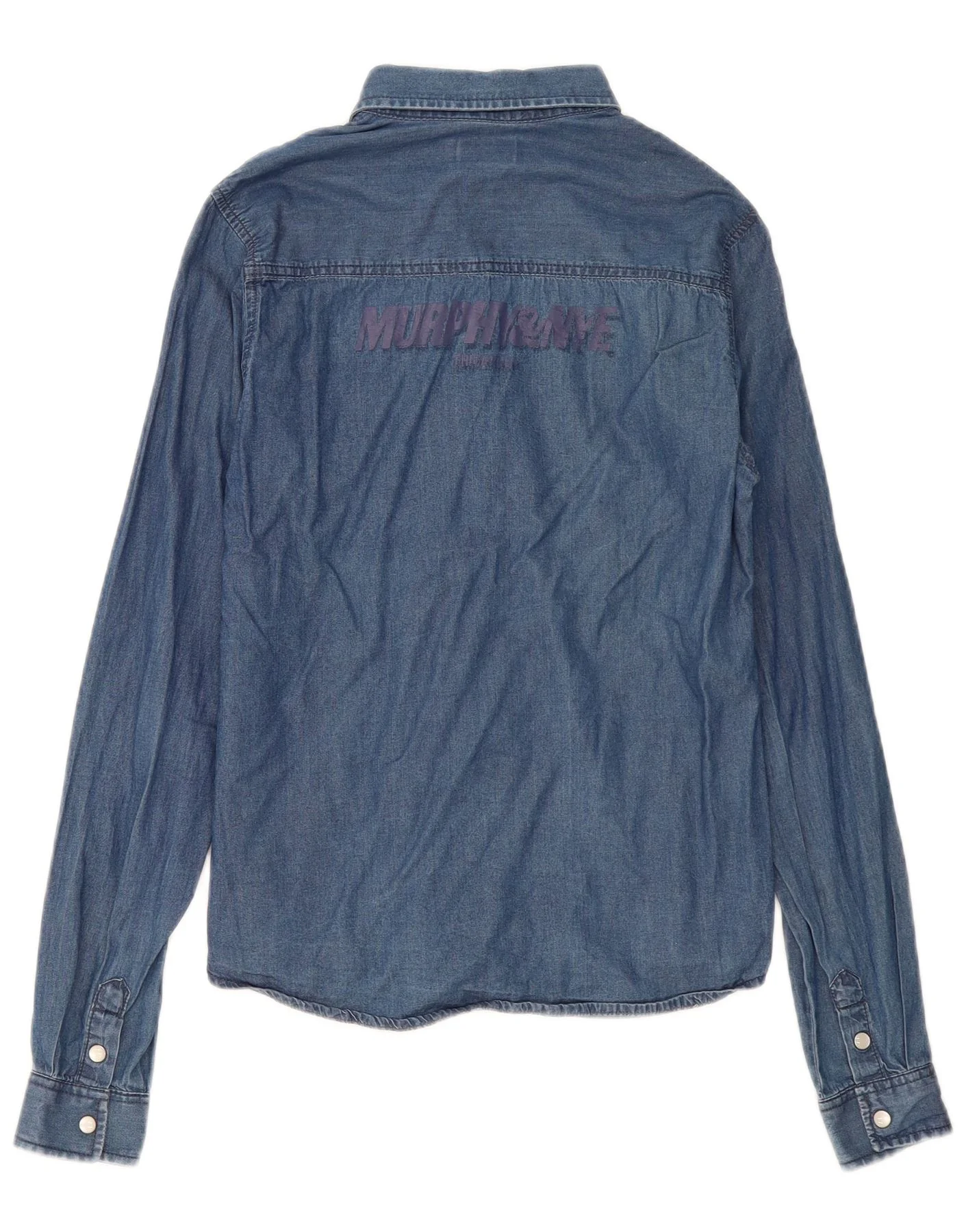 Murphy & Nye Boys Graphic Denim Shirt 15-16 Years Navy Blue Cotton - Image 2
