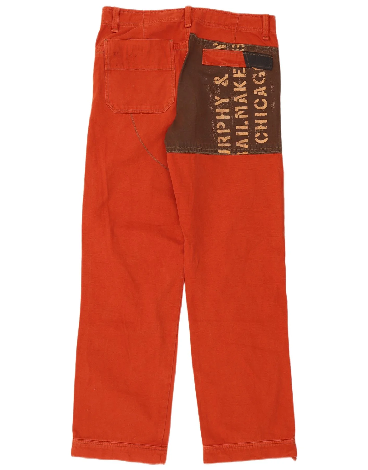 Murphy & Nye Mens Graphic Casual Trousers W36 L36 Orange Cotton Army - Image 2
