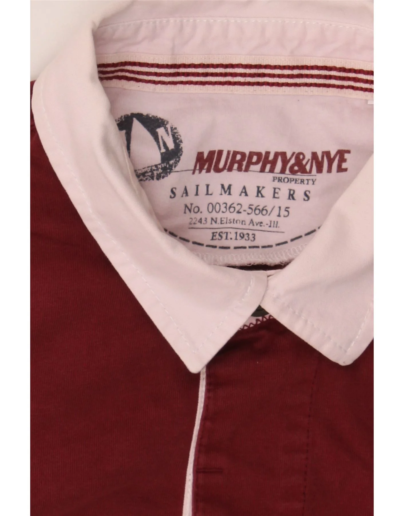 MURPHY & NYE Mens Sailmakers Graphic Rugby Polo Shirt 2XL Burgundy - Image 4