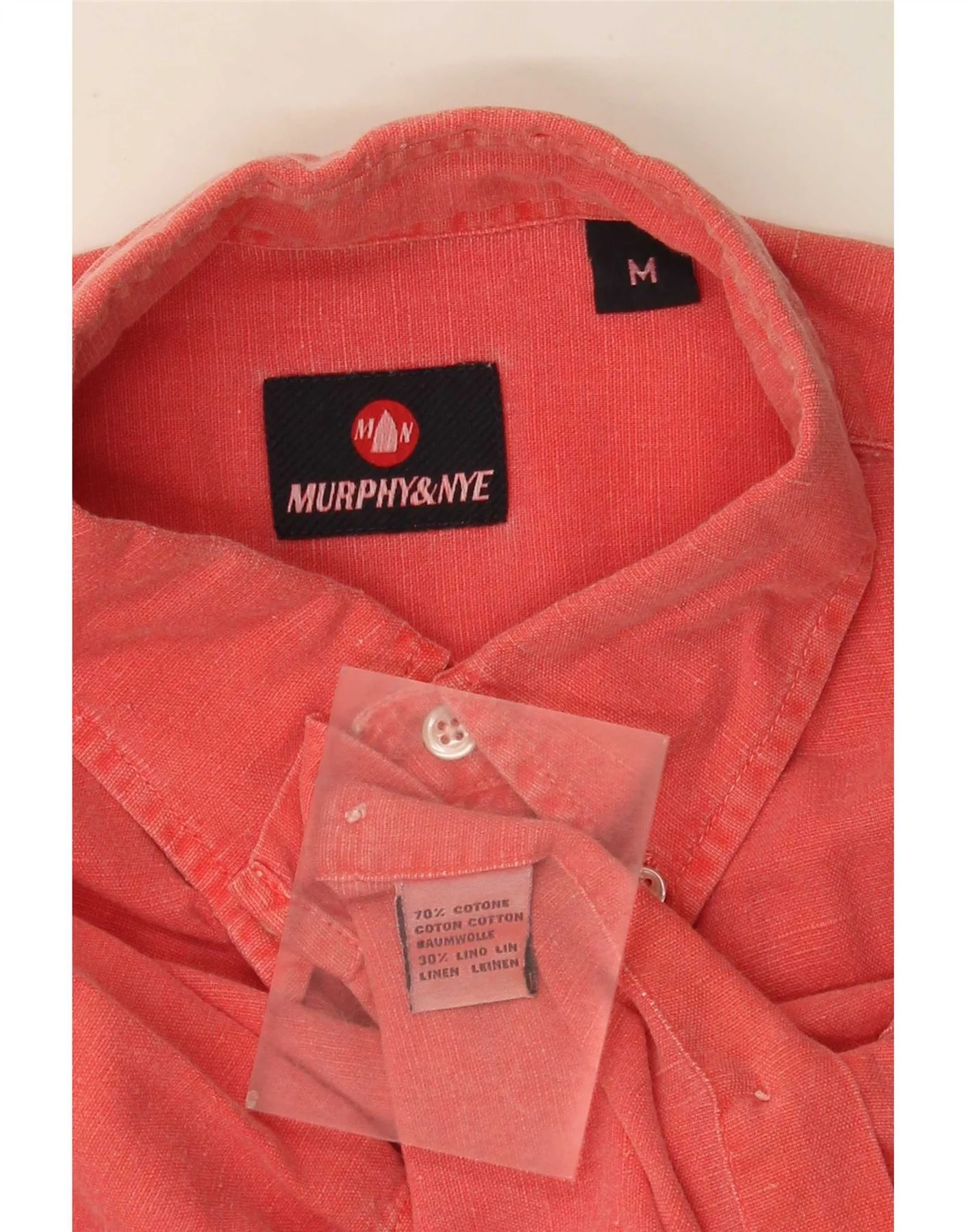 Murphy & Nye Mens Short Sleeve Shirt Medium Red Cotton - Image 3