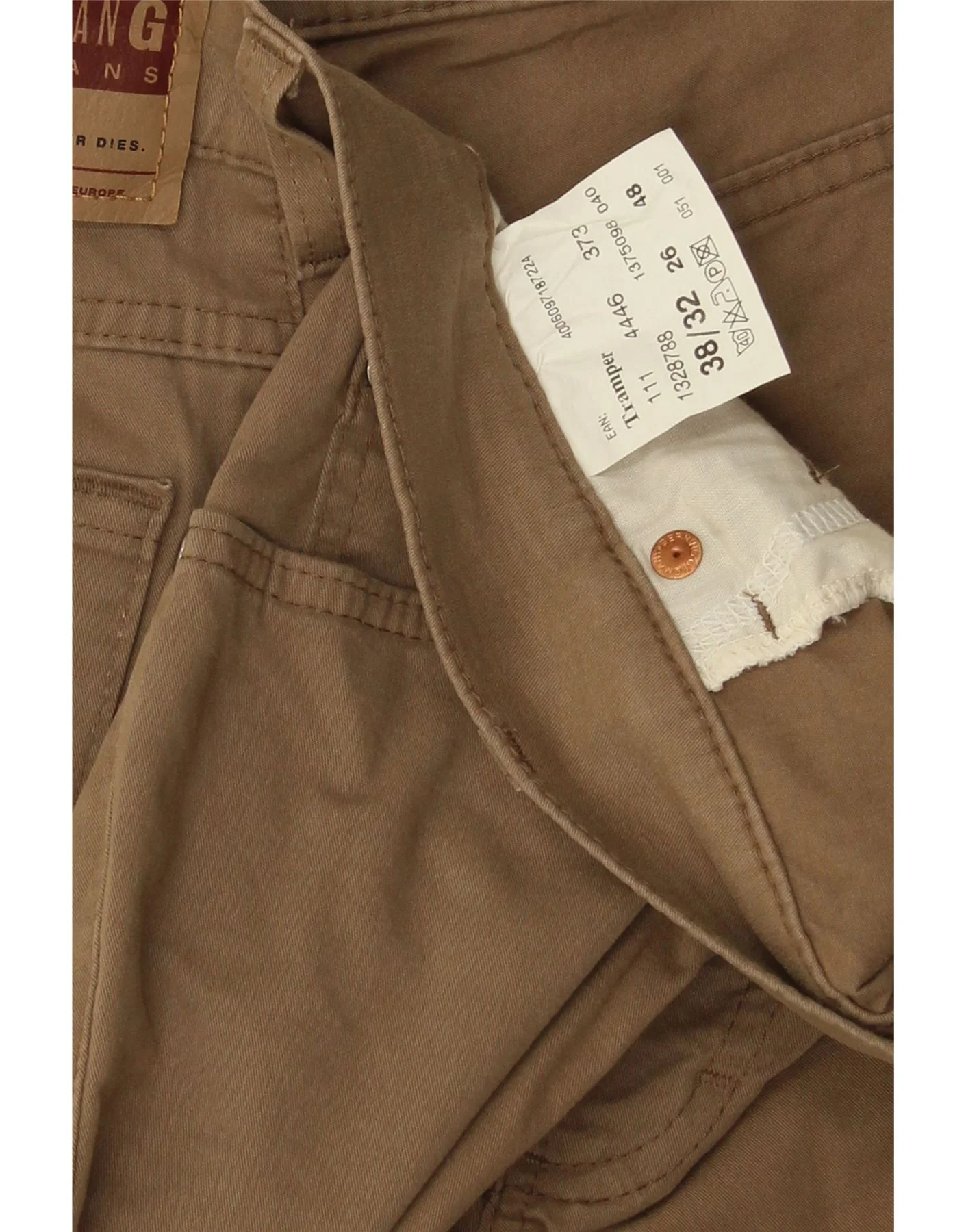 Mustang Mens Tramper Straight Casual Trousers W38 L32 Beige Cotton - Image 4
