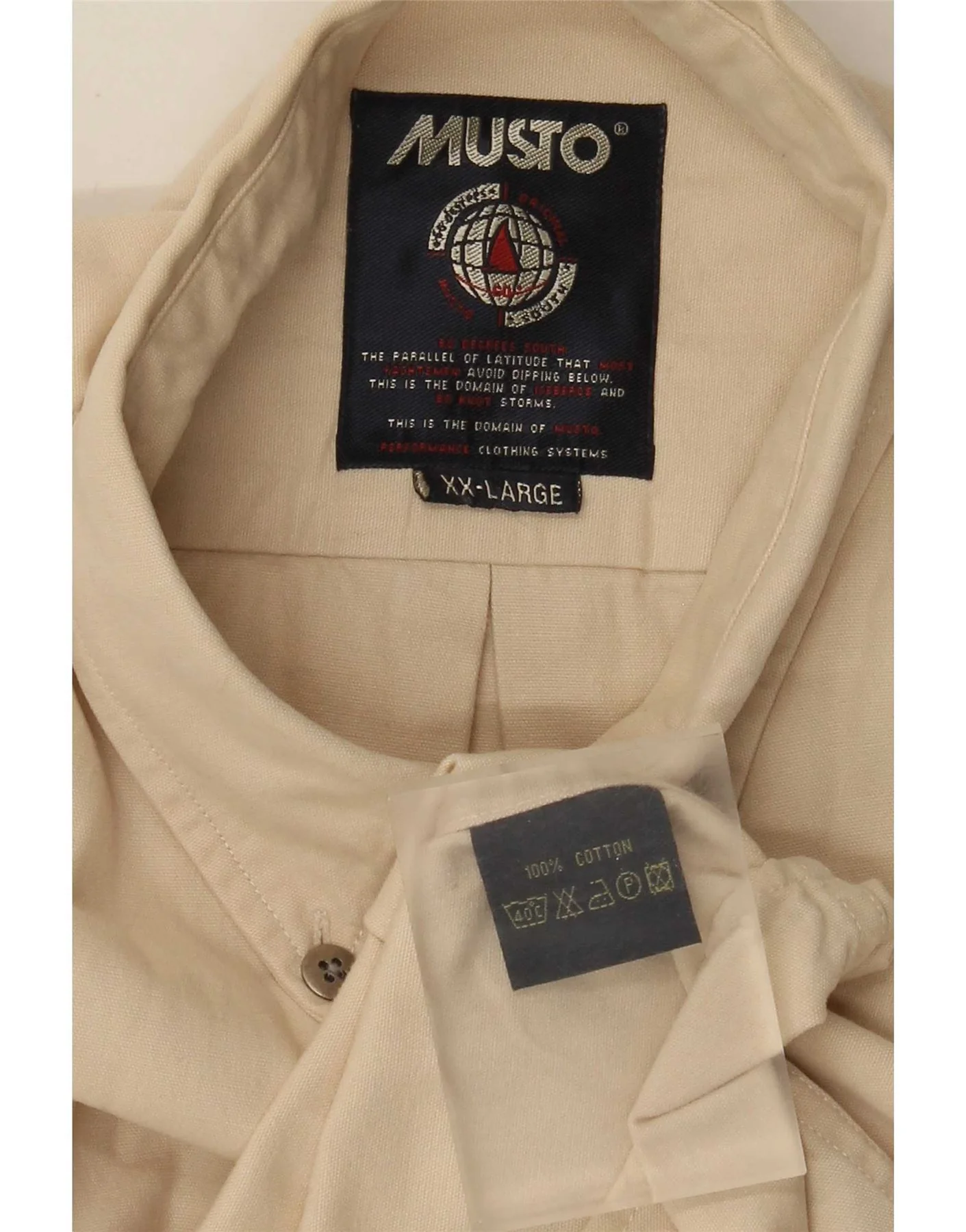 Musto Mens Shirt 2XL Beige Cotton - Image 4