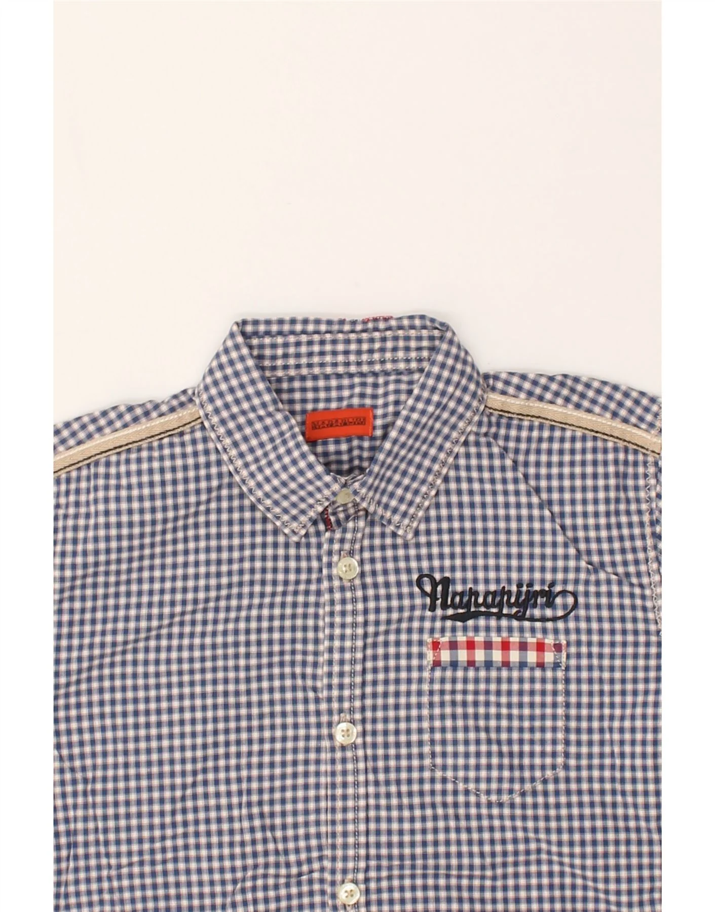 NAPAPIJRI Boys Graphic Short Sleeve Shirt 9-10 Years Blue Check Cotton - Image 3