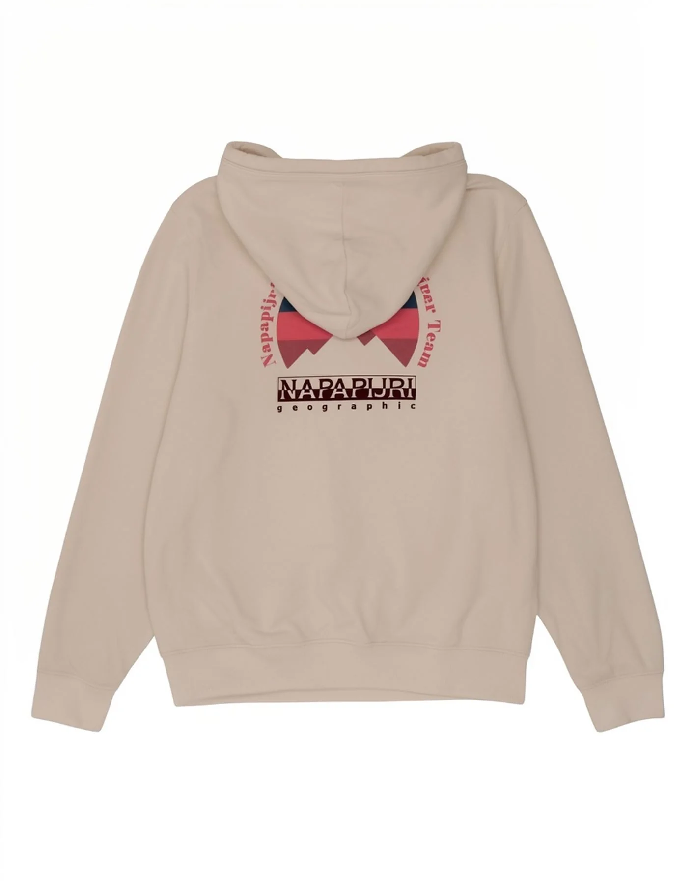 Napapijri Womens Graphic Hoodie Jumper Large White Cotton - Image 2