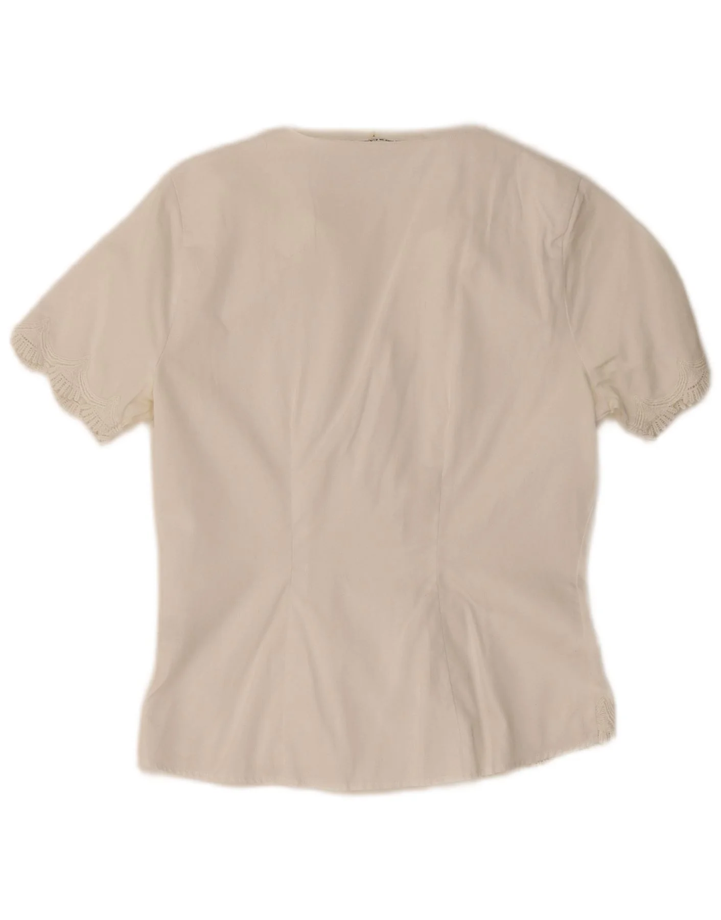 Naracamicee Womens Short Sleeve Shirt Blouse UK 10 Small White Cotton - Image 2