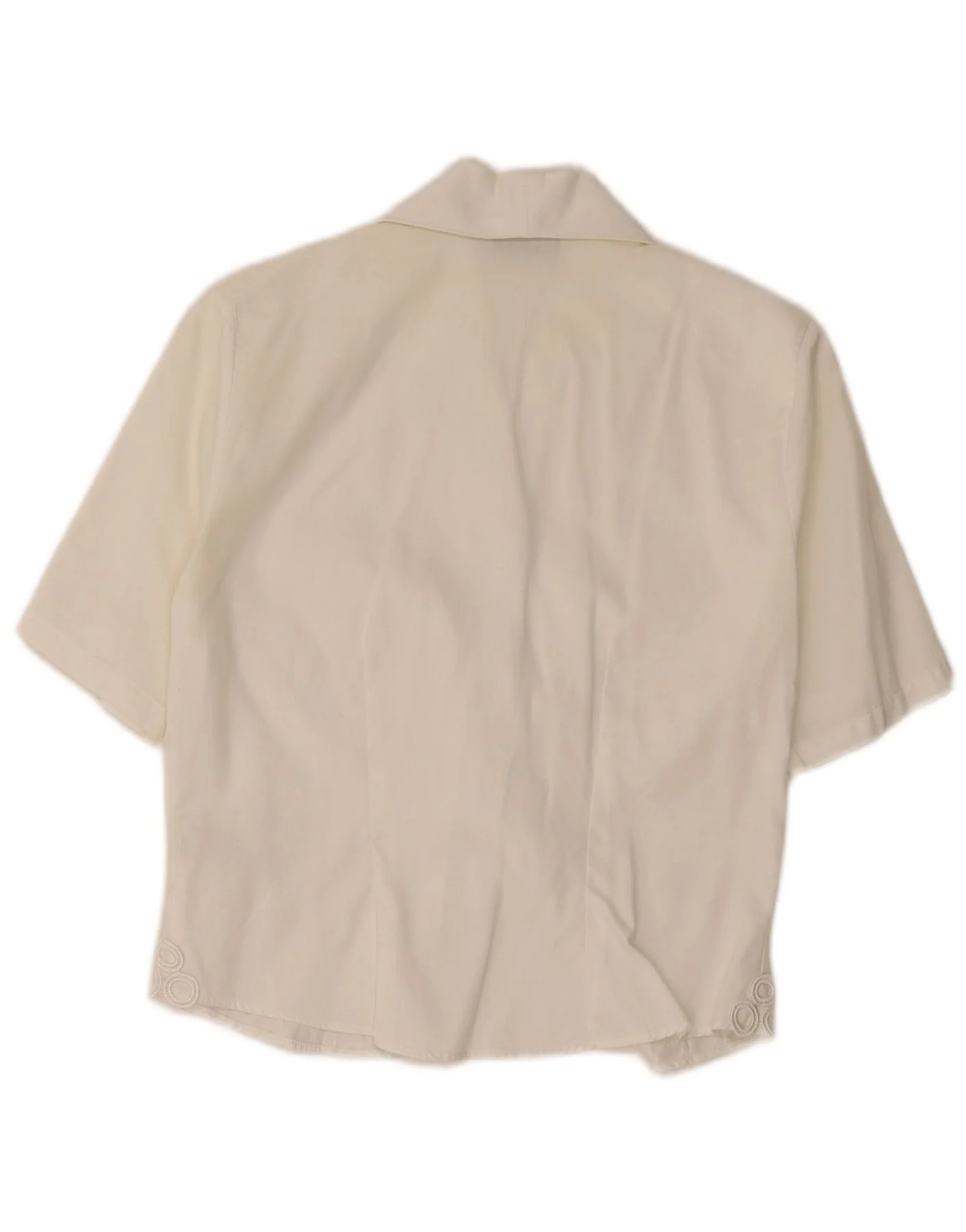 Naracamicee Womens Short Sleeve Shirt Blouse UK 12 Medium White Cotton - Image 2