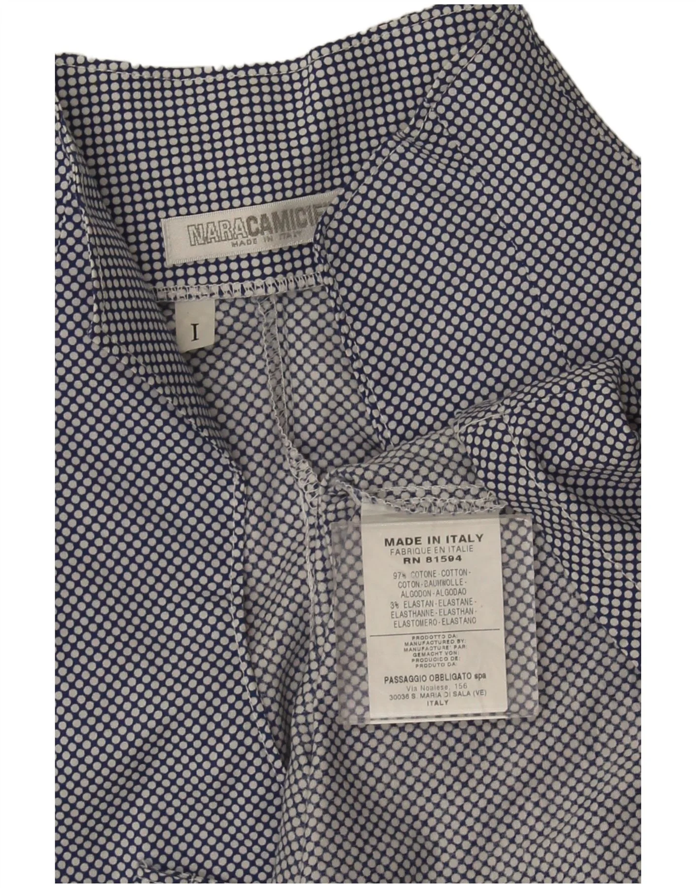 Naracamicie Womens Short Sleeve Shirt UK 8 Small Navy Blue Spotted Cotton - Image 3