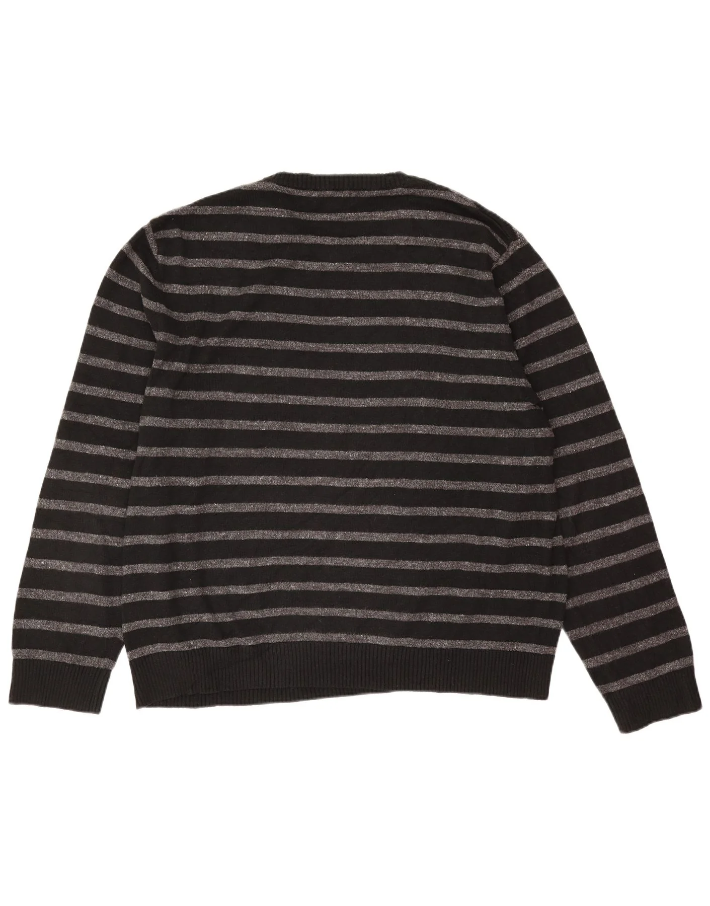 Nautica Mens Crew Neck Jumper Sweater 2XL Black Striped Cotton - Image 2