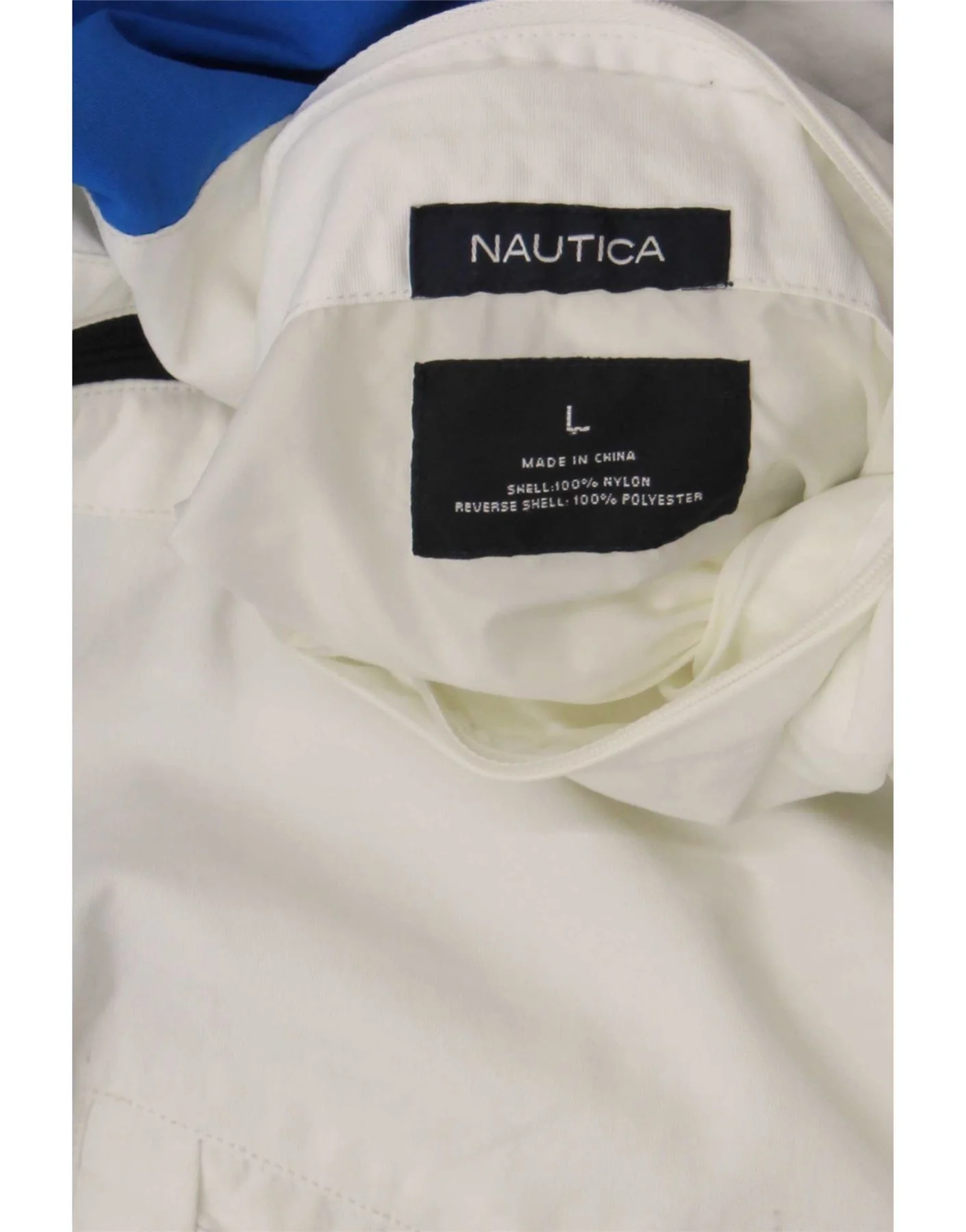 Nautica Mens Graphic Bomber Jacket UK 42 Large Navy Blue Colourblock - Image 5
