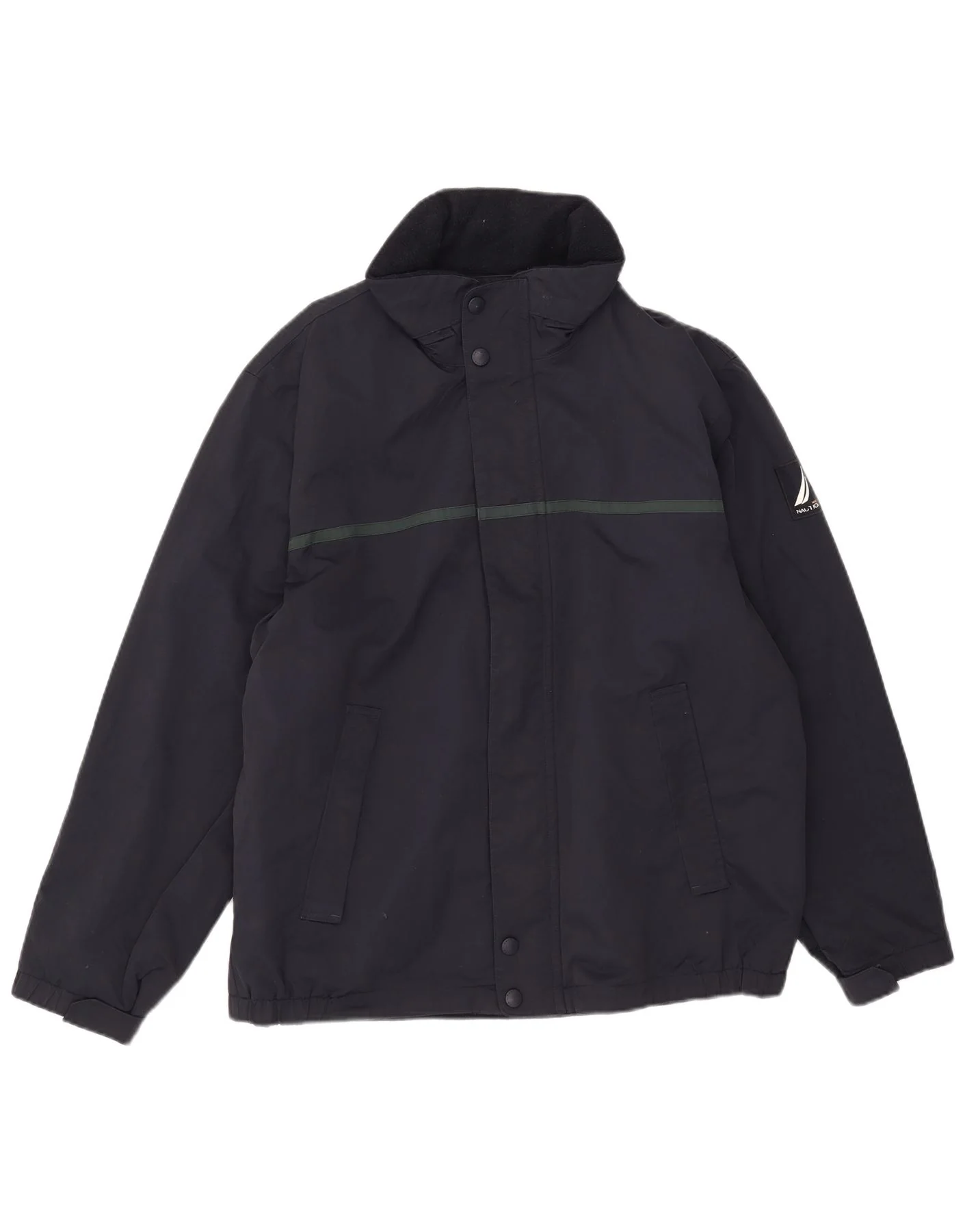 Nautica Mens Hooded Reversible Jacket UK 40 Large Navy Blue Nylon