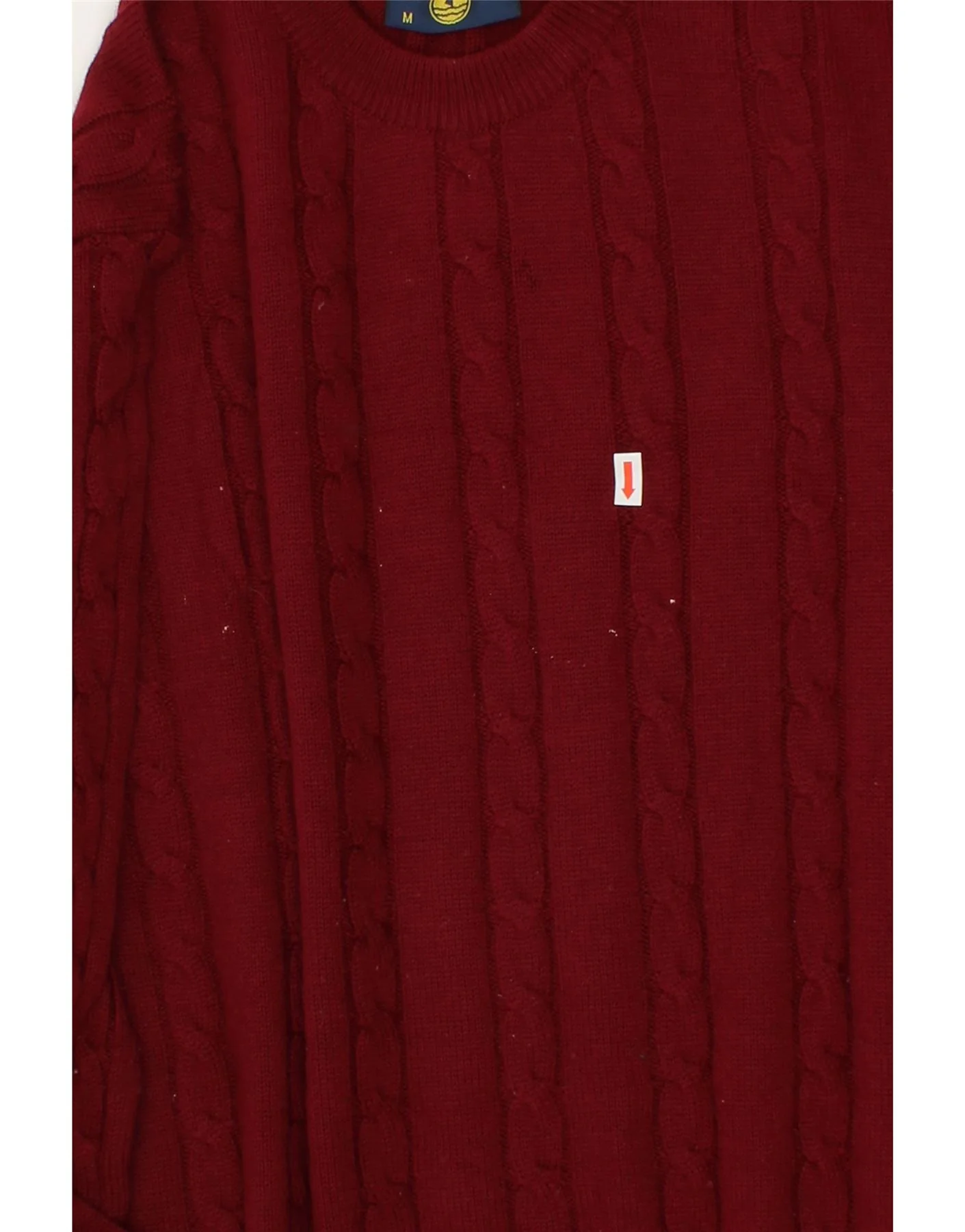 NAVIGARE Mens Crew Neck Jumper Sweater Medium Burgundy Merino Wool - Image 3