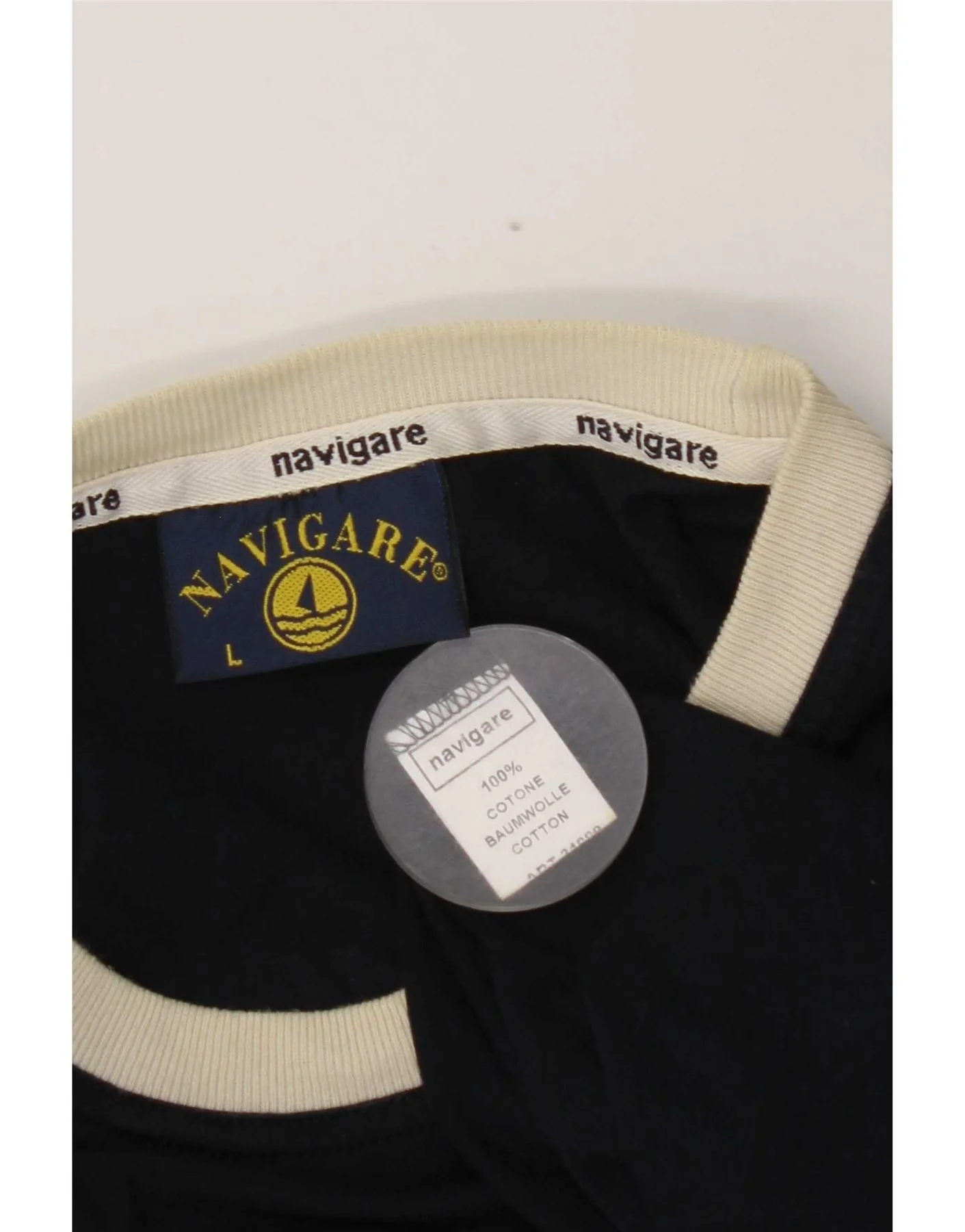 Navigare Mens Graphic T-Shirt Top Large Navy Blue Cotton - Image 4