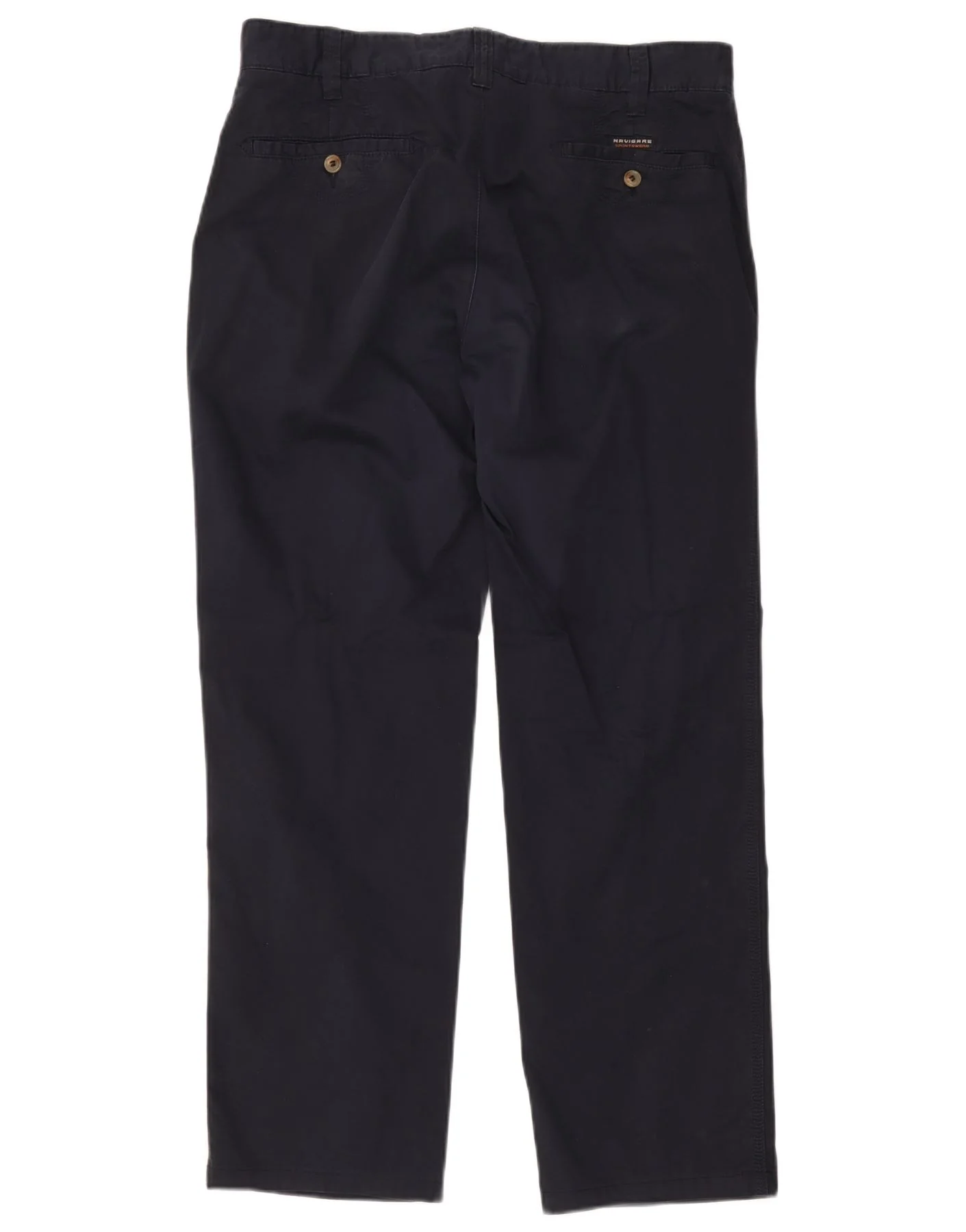 Navigare Mens Straight Chino Trousers IT 52 XL W36 L30 Navy Blue Cotton - Image 2