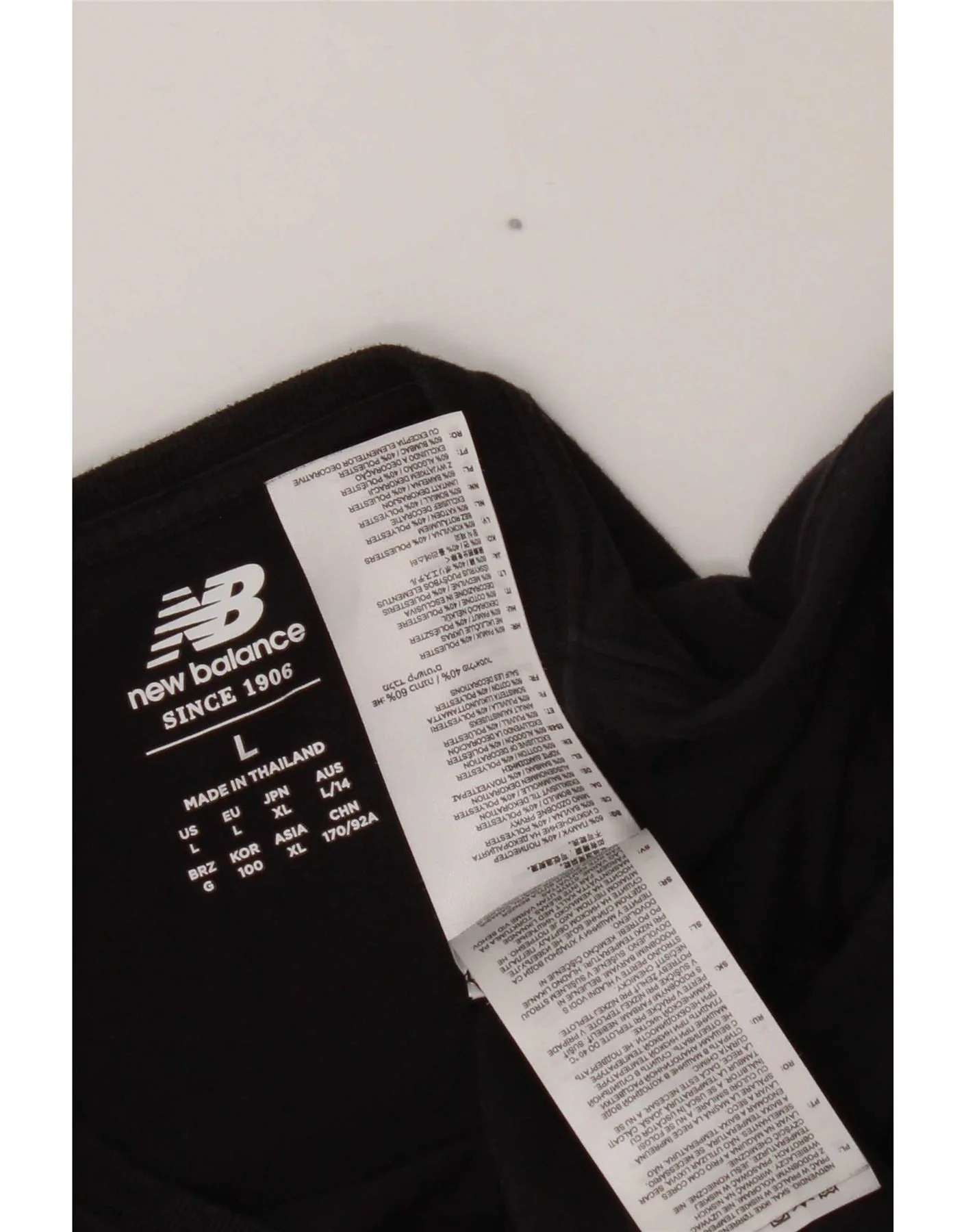New Balance Mens Graphic T-Shirt Top Large Black Cotton - Image 3