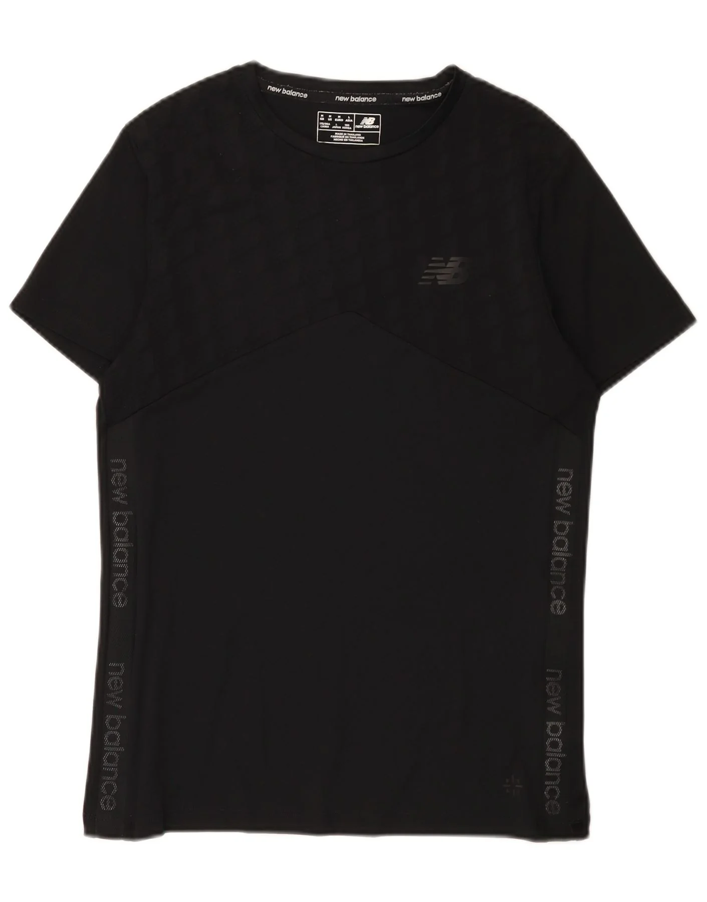 New Balance Mens Graphic T-Shirt Top Medium Black Polyester