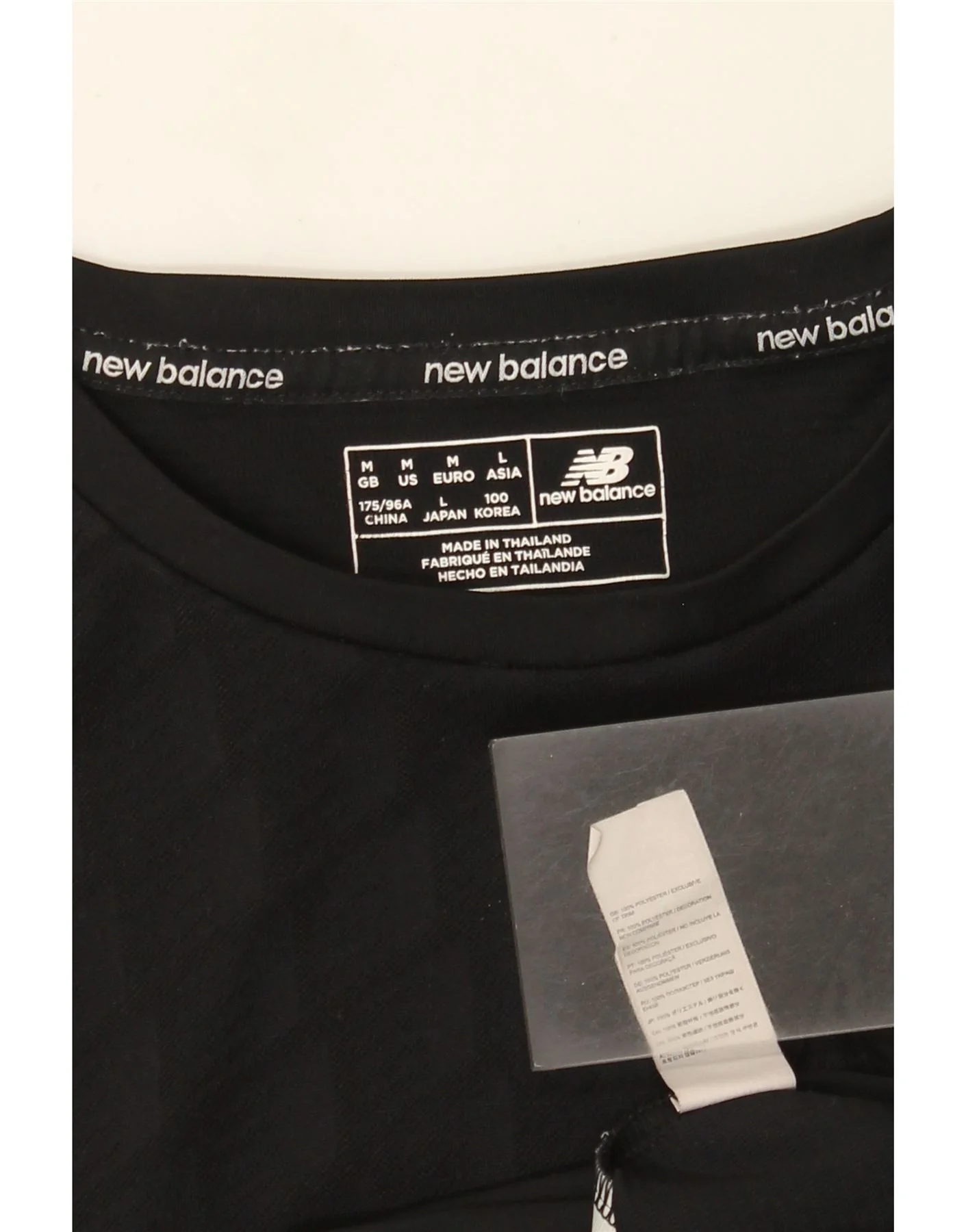 New Balance Mens Graphic T-Shirt Top Medium Black Polyester - Image 3