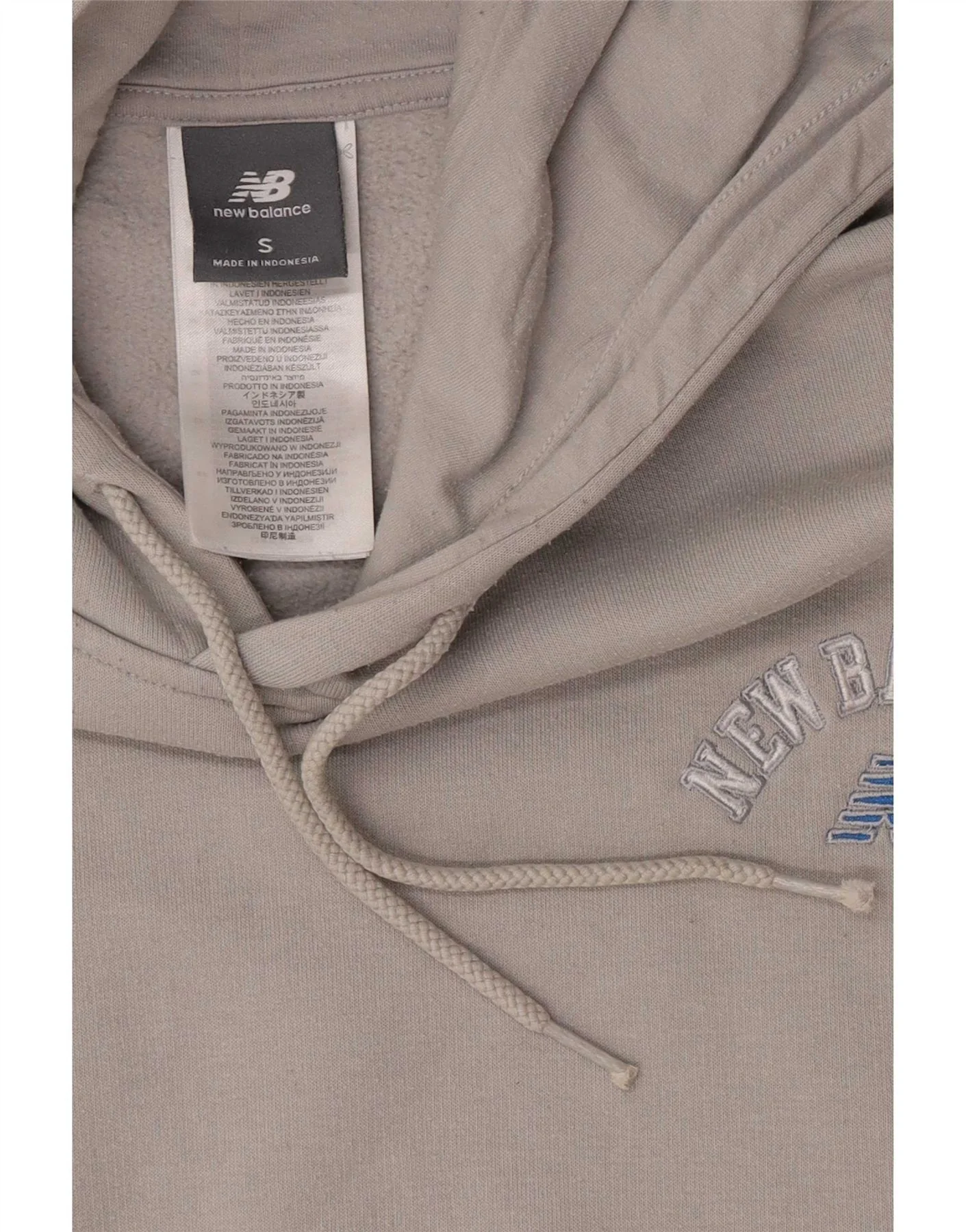 New Balance Mens Hoodie Jumper Small Grey Cotton - Image 4