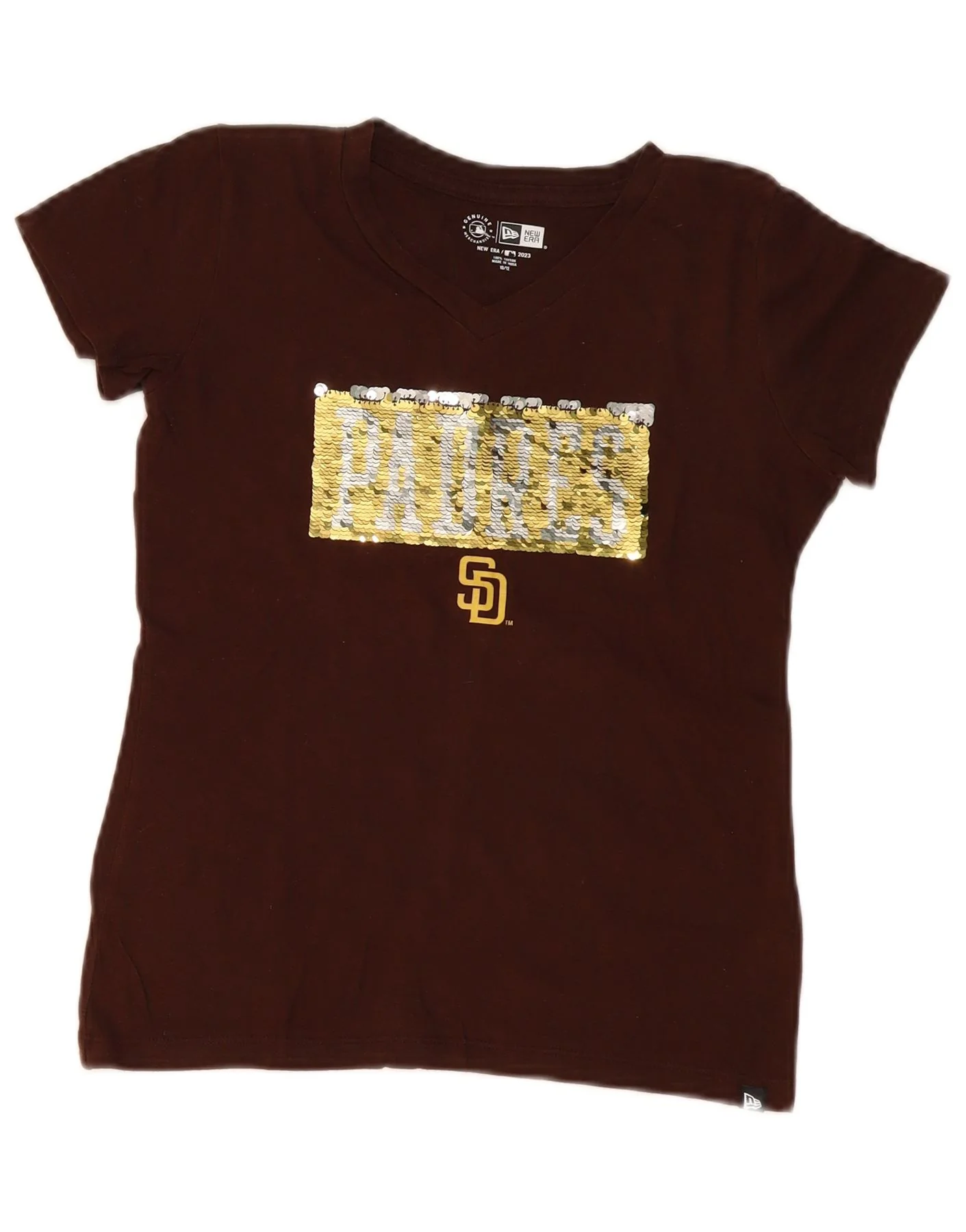 New Era Girls San Diego Padres Graphic T-Shirt Top 10-11 Years Brown Cotton