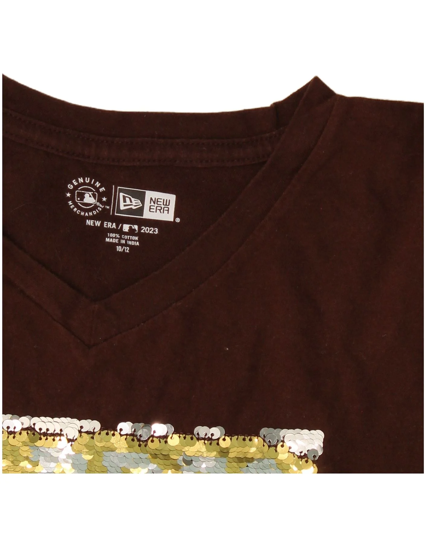 New Era Girls San Diego Padres Graphic T-Shirt Top 10-11 Years Brown Cotton - Image 3