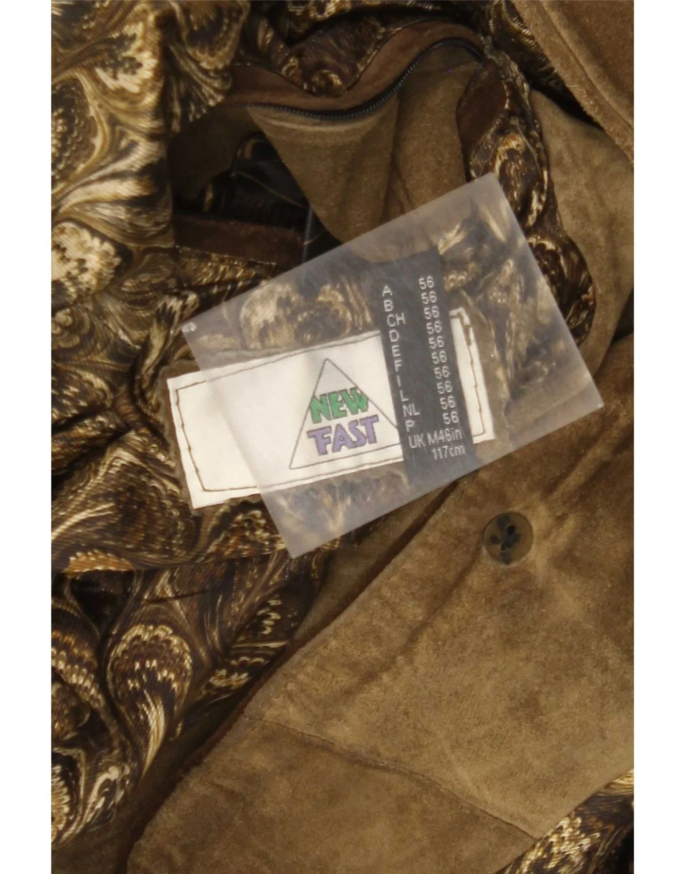 New Fast Mens 2 Button Blazer Jacket UK 46 3XL Khaki Floral Polyester - Image 4