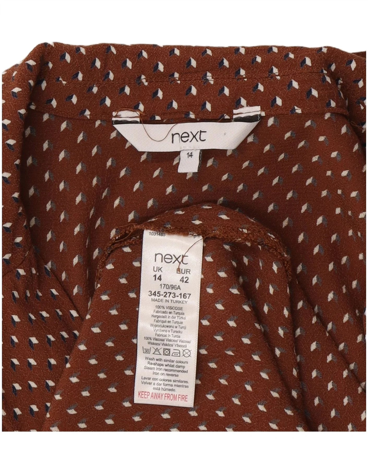 Next Womens Wrap Maxi Dress UK 14 Medium Brown Geometric Viscose - Image 3