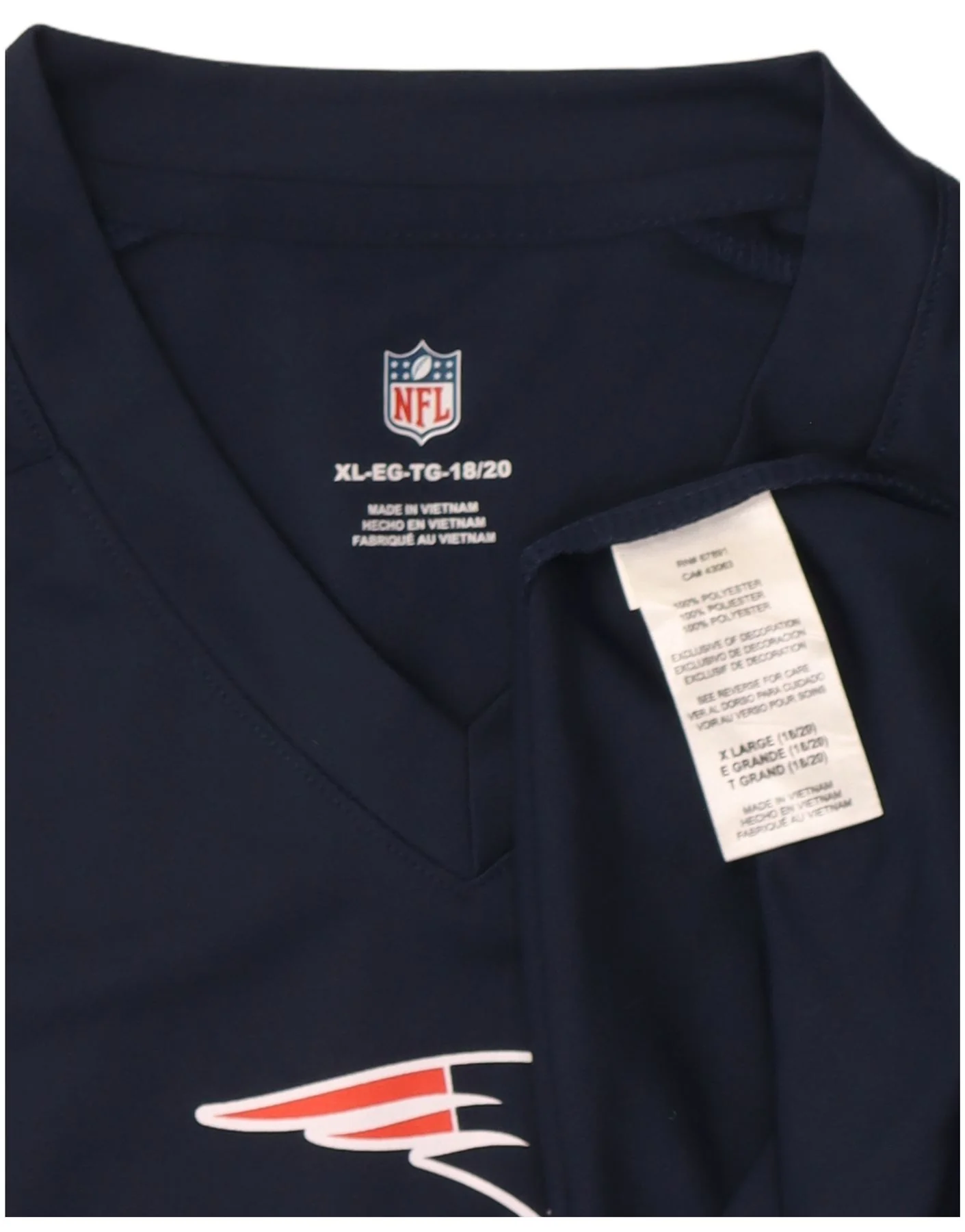 NFL Boys New England Patriots Graphic T-Shirt Top 13-14 Years XL Navy Blue - Image 3