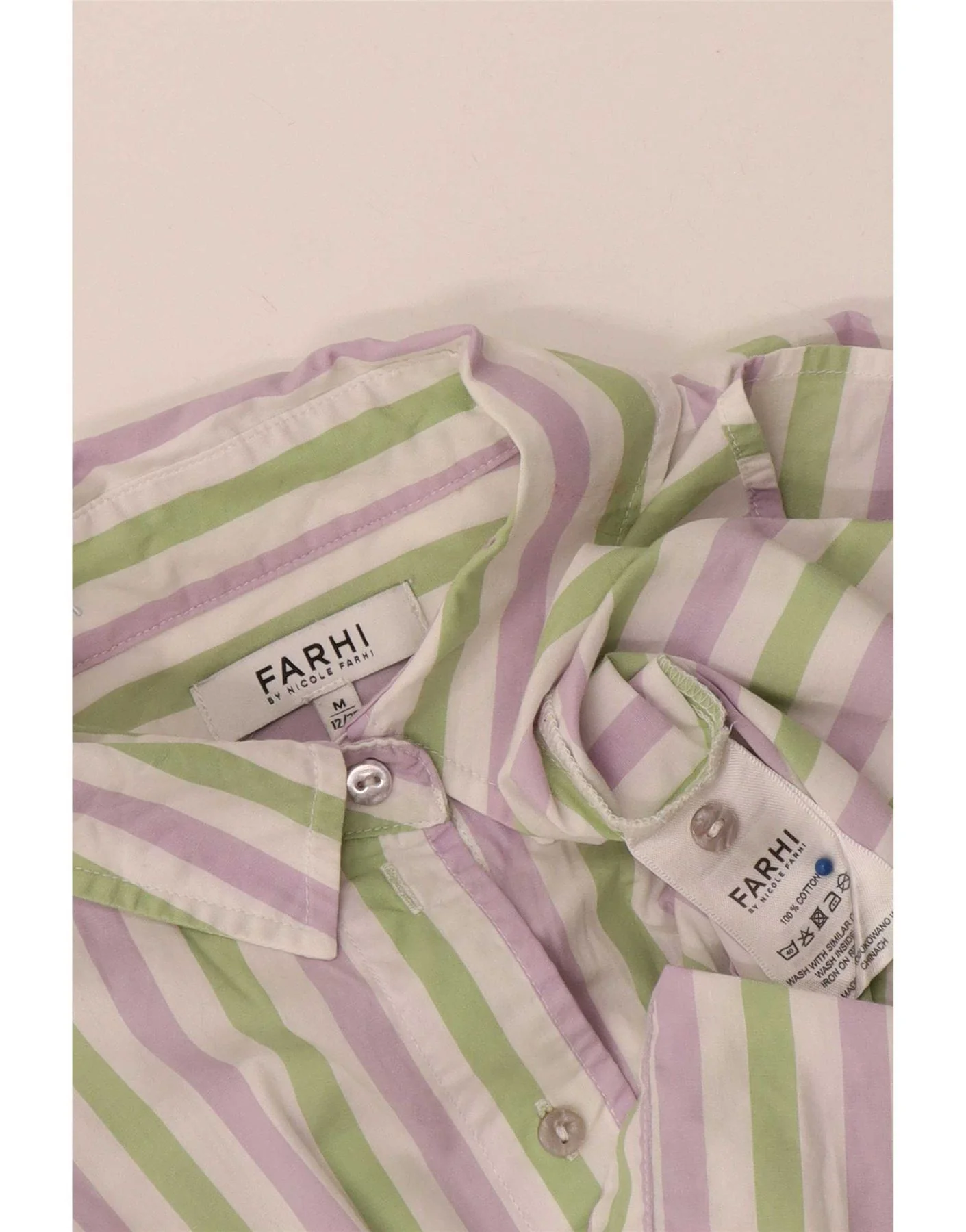 Nicole Farhi Womens Shirt UK 14 Medium Multicoloured Striped Cotton - Image 3