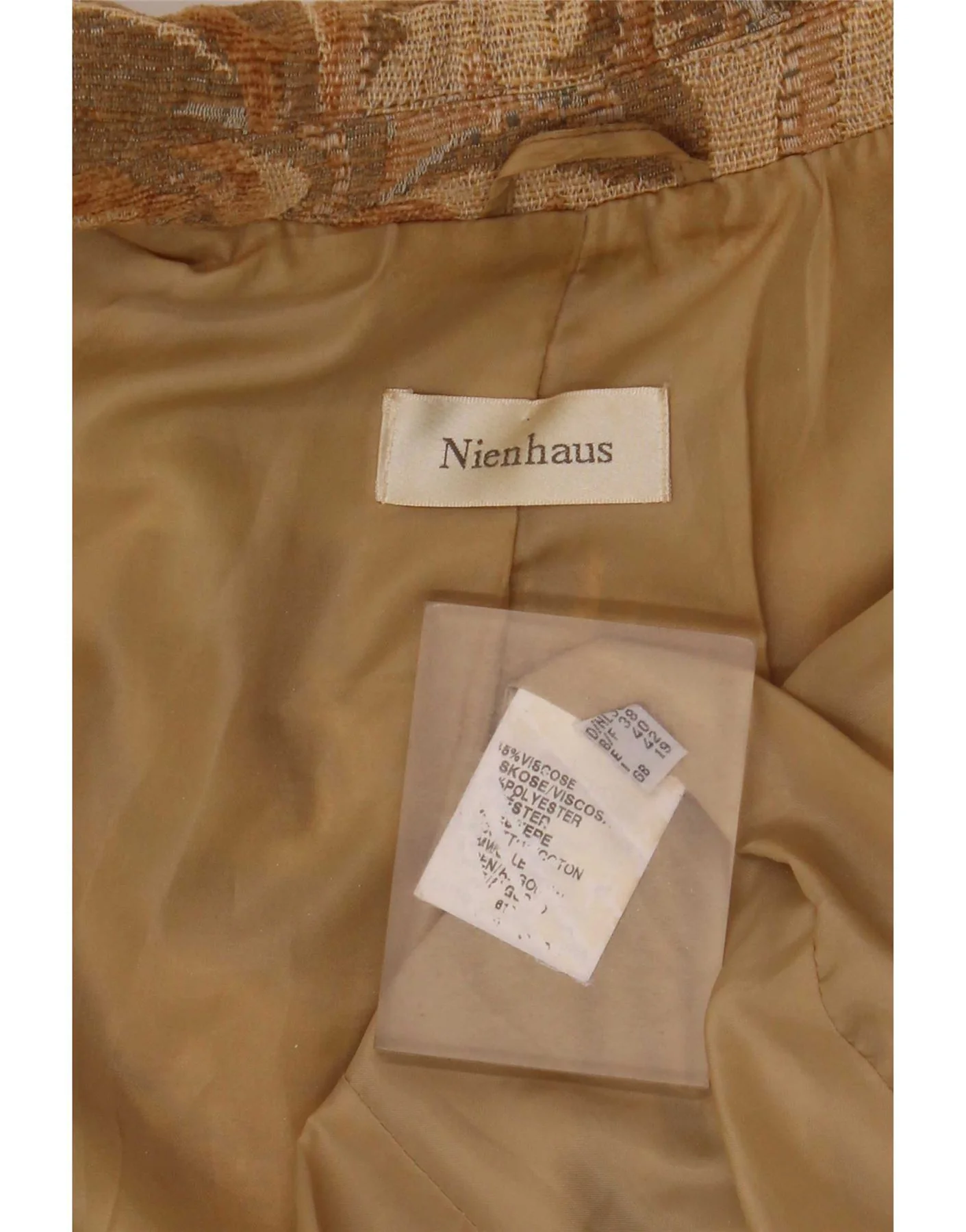 Nienhaus Womens 3 Button Blazer Jacket UK 19 XL Beige Paisley Viscose - Image 3
