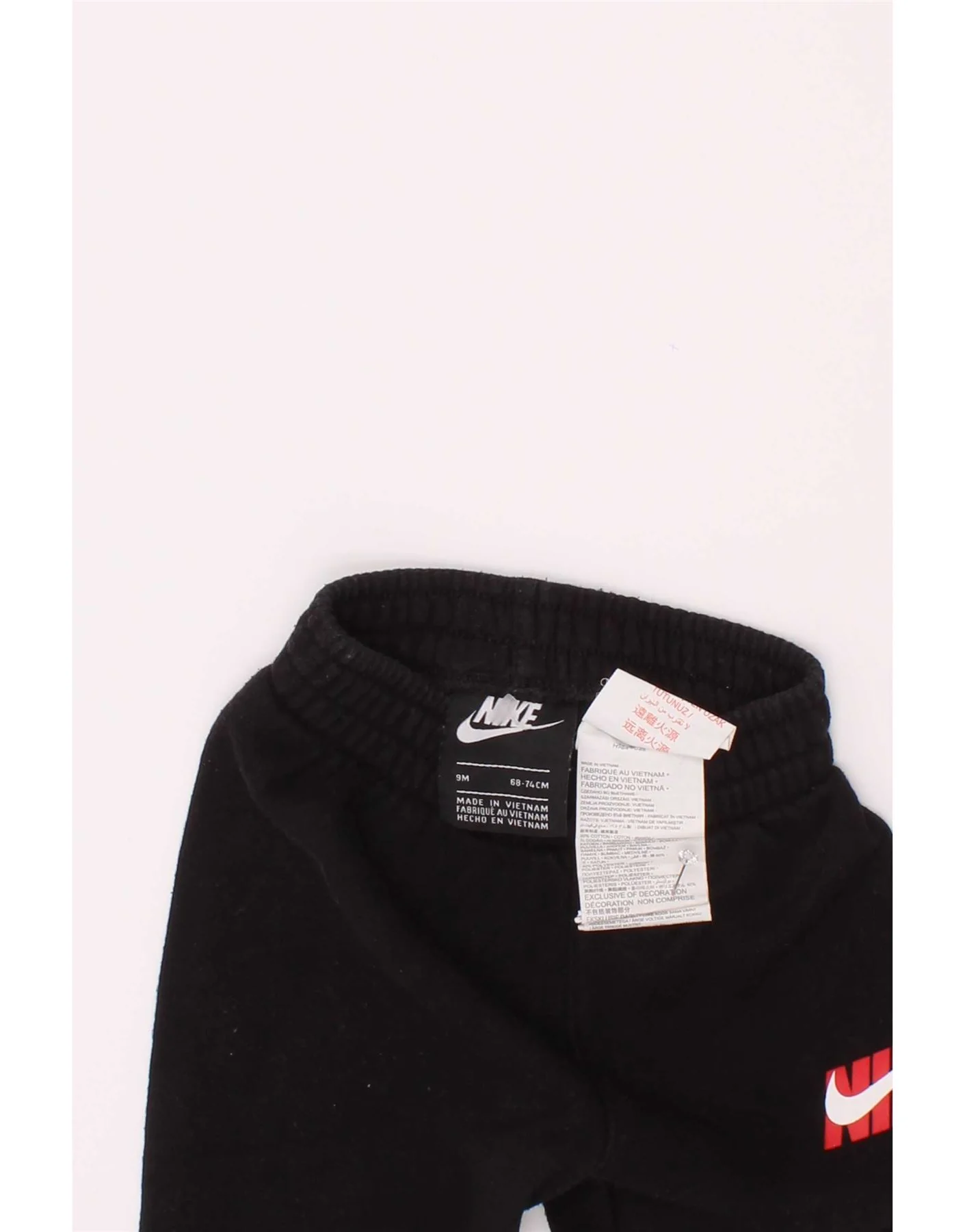 Nike Baby Boys Graphic Joggers Tracksuit Trousers 6-9 Months Black Cotton - Image 3
