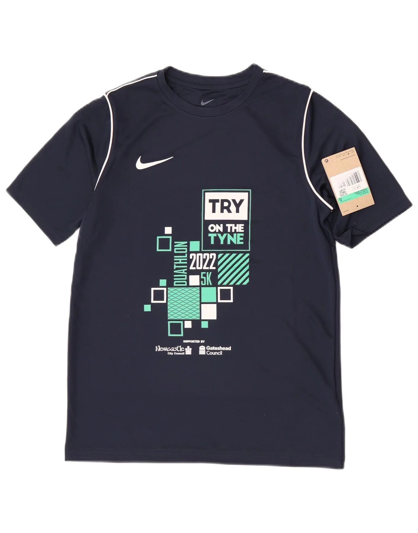 Nike Boys Dri Fit Graphic T-Shirt Top 13-14 Years XL Navy Blue Polyester