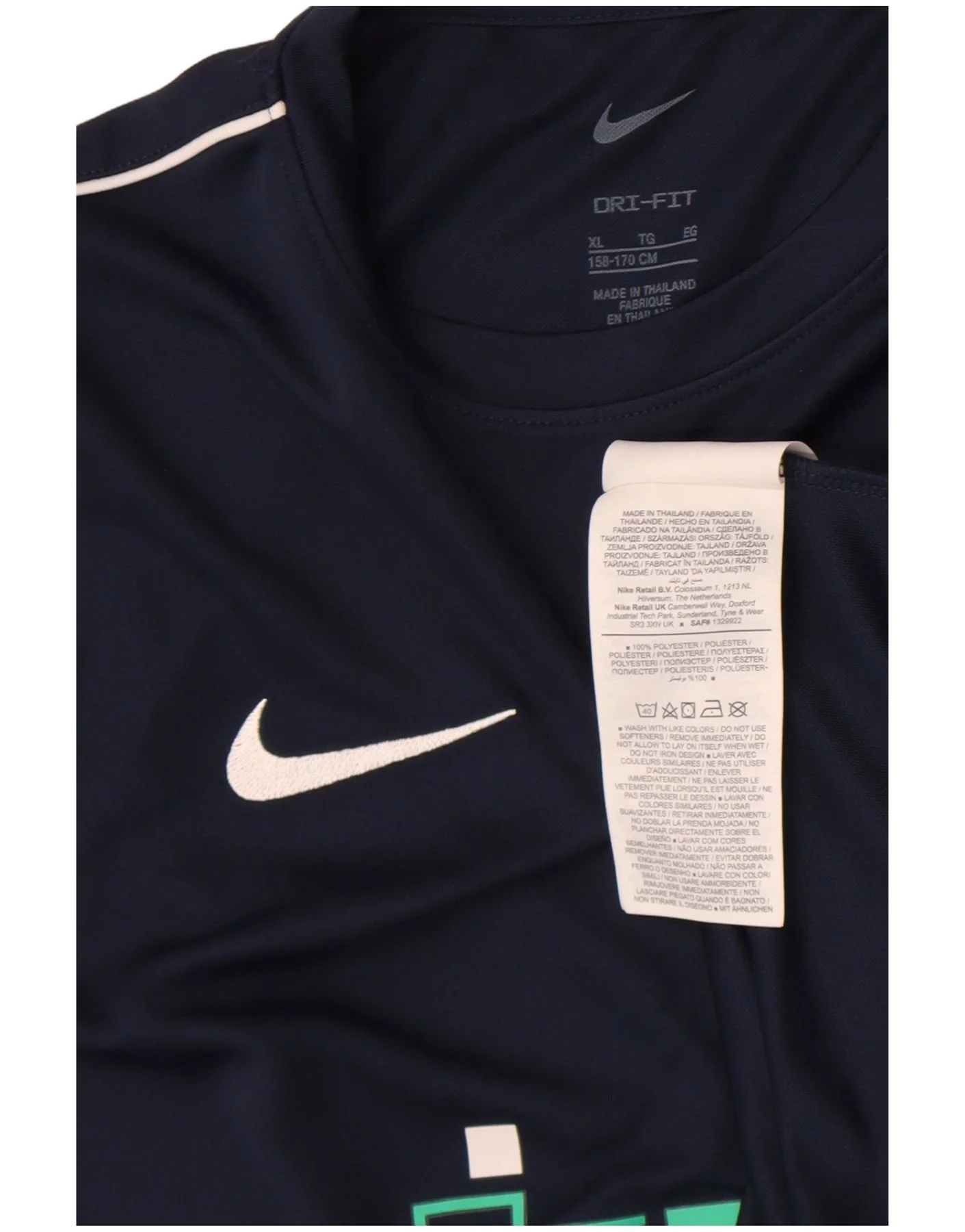 Nike Boys Dri Fit Graphic T-Shirt Top 13-14 Years XL Navy Blue Polyester - Image 3
